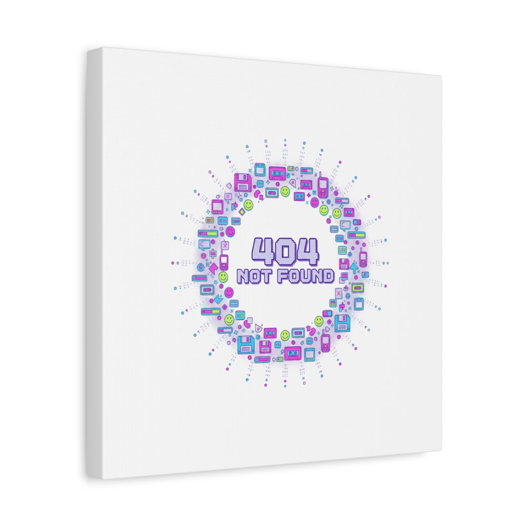 404 Not Found Pixel Circle Canvas | Retro Tech Poster, Y2K Error Aesthetic