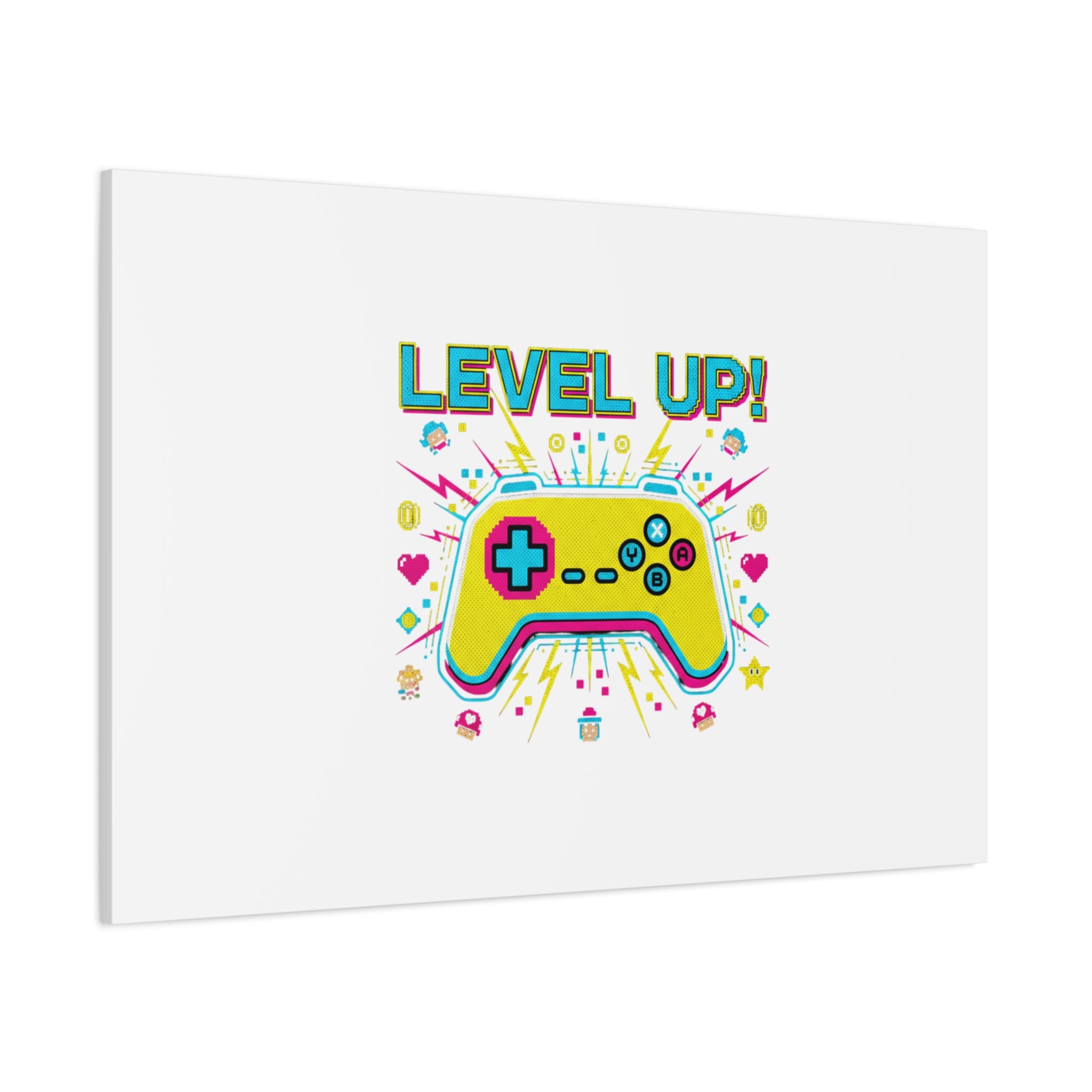 Level Up! Pixel Controller Canvas | Gaming Geek Culture, Retro Pixel Art