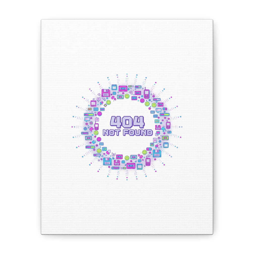 404 Not Found Pixel Circle Canvas | Retro Tech Poster, Y2K Error Aesthetic
