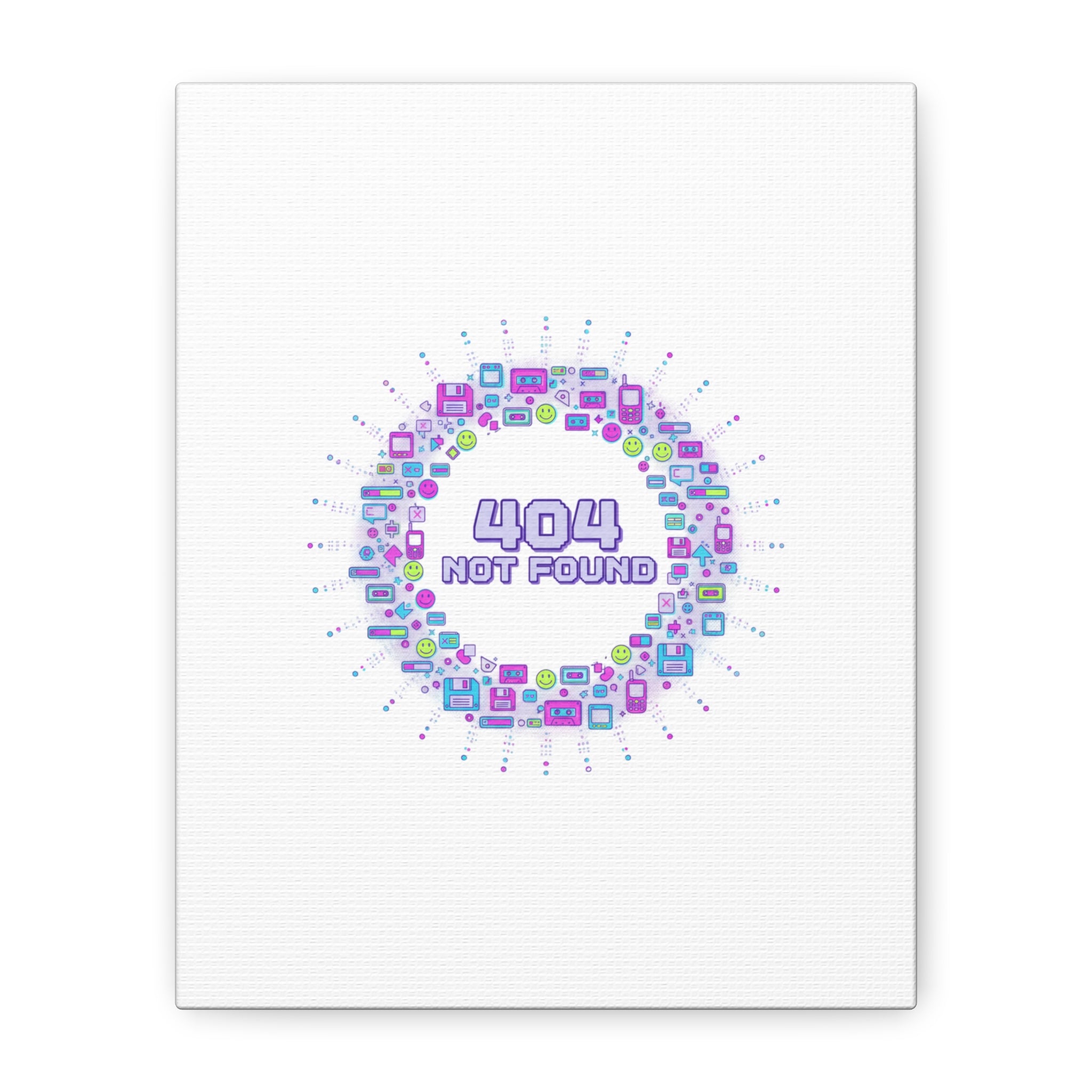 404 Not Found Pixel Circle Canvas | Retro Tech Poster, Y2K Error Aesthetic