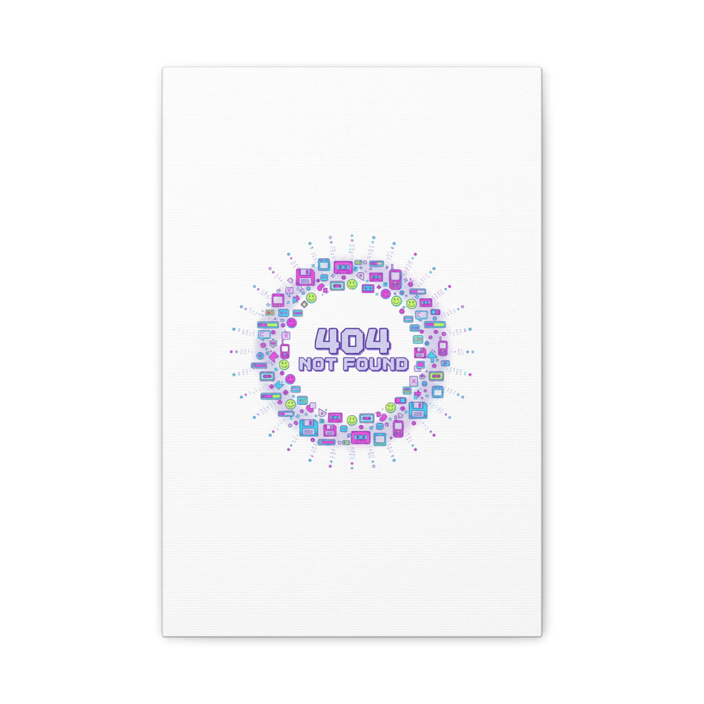 404 Not Found Pixel Circle Canvas | Retro Tech Poster, Y2K Error Aesthetic