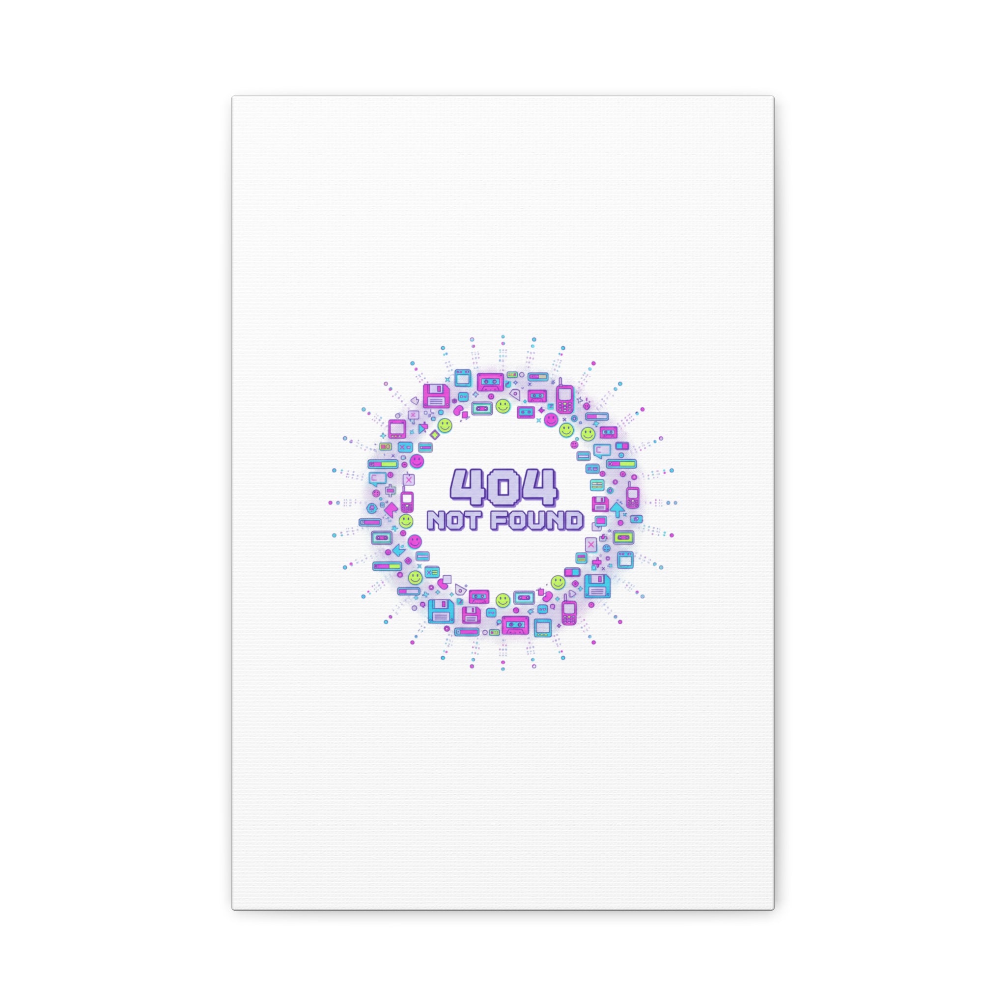 404 Not Found Pixel Circle Canvas | Retro Tech Poster, Y2K Error Aesthetic