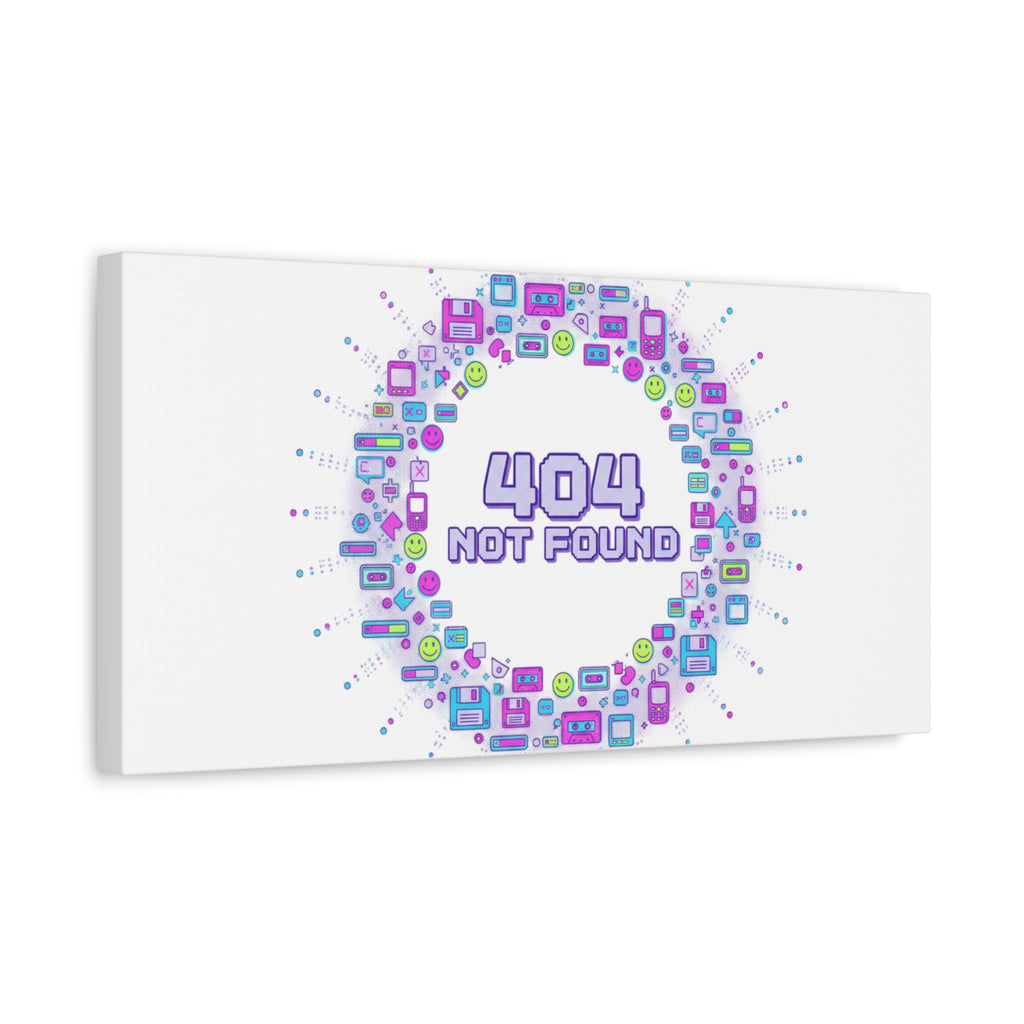 404 Not Found Pixel Circle Canvas | Retro Tech Poster, Y2K Error Aesthetic
