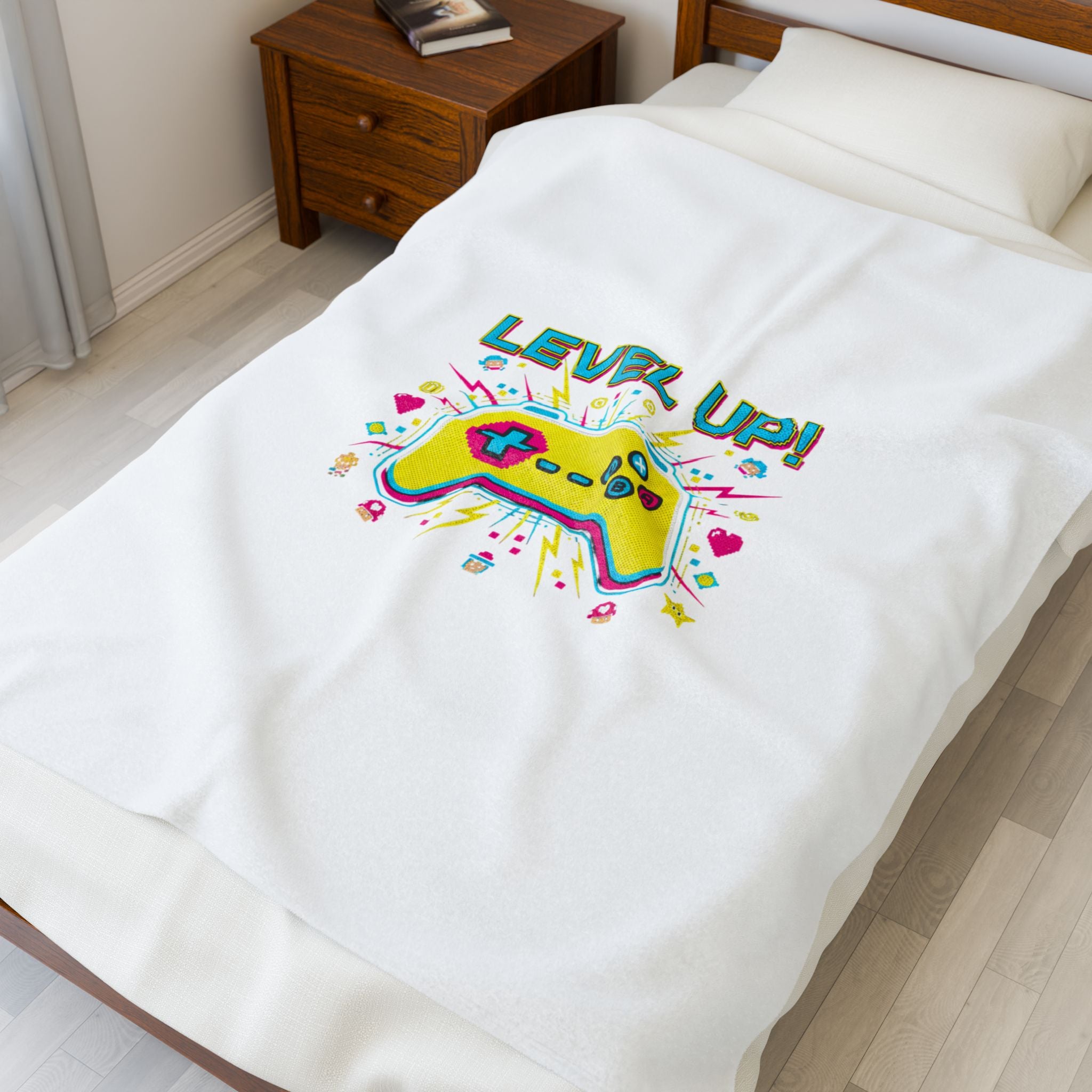 Level Up! Controller Pixel Art Blanket | Retro Gaming, Indie RPG Meme