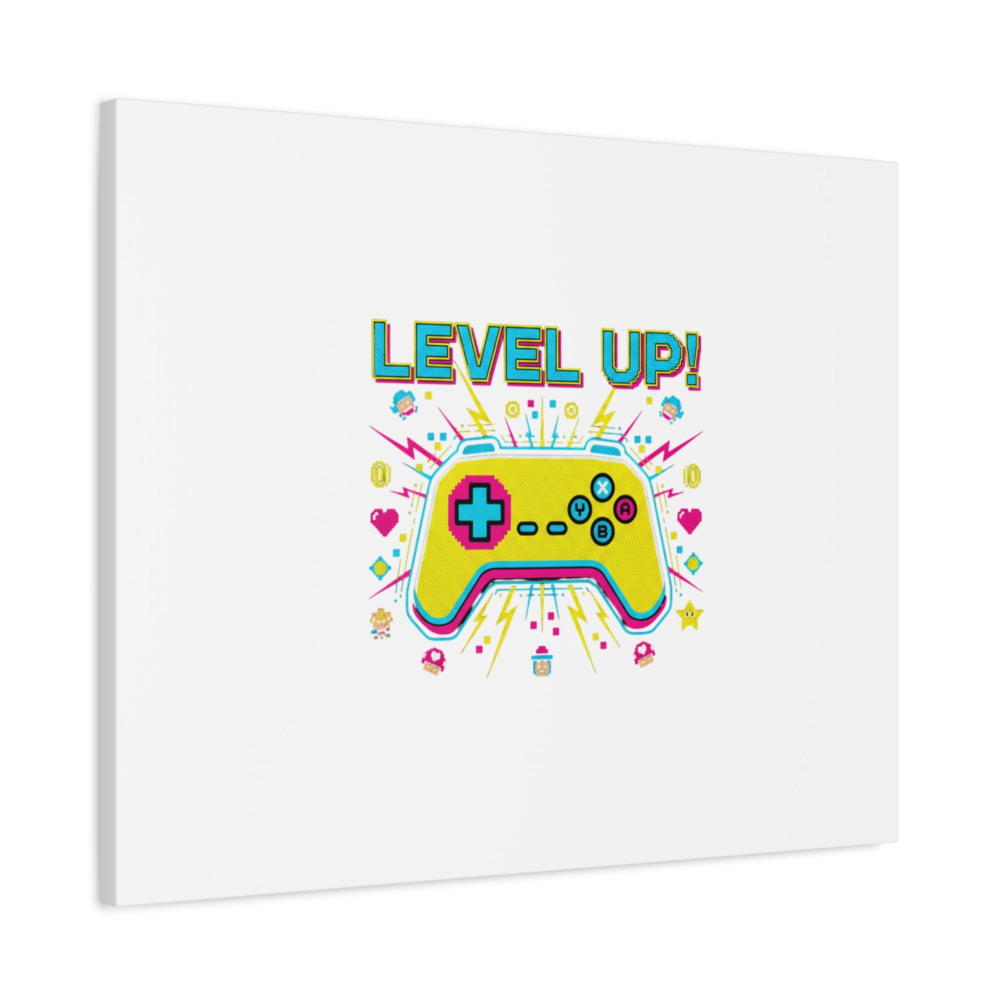 Level Up! Pixel Controller Canvas | Gaming Geek Culture, Retro Pixel Art