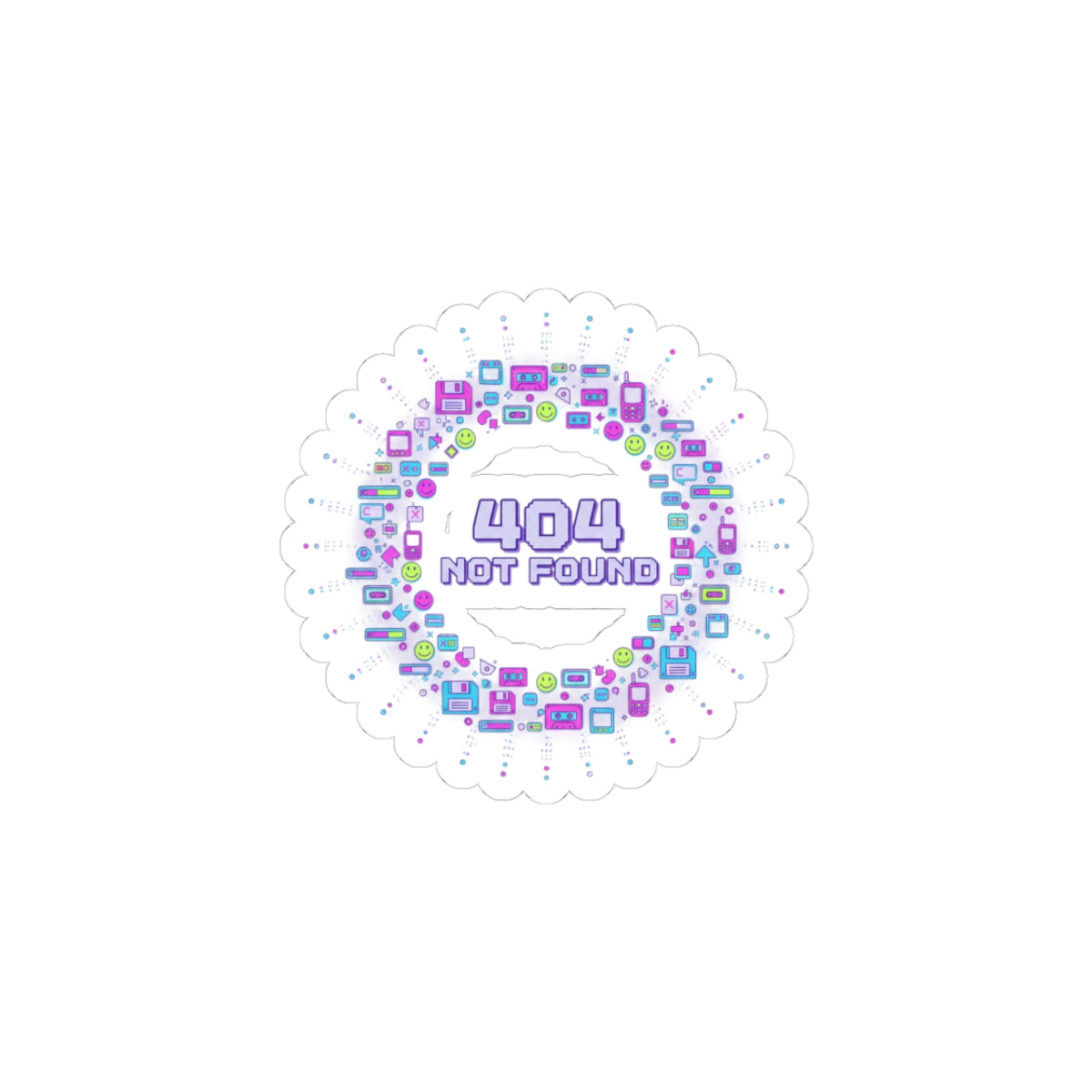 404 Not Found Pixel Ring Sticker | Y2K Retro Tech, virtual pet nostalgia