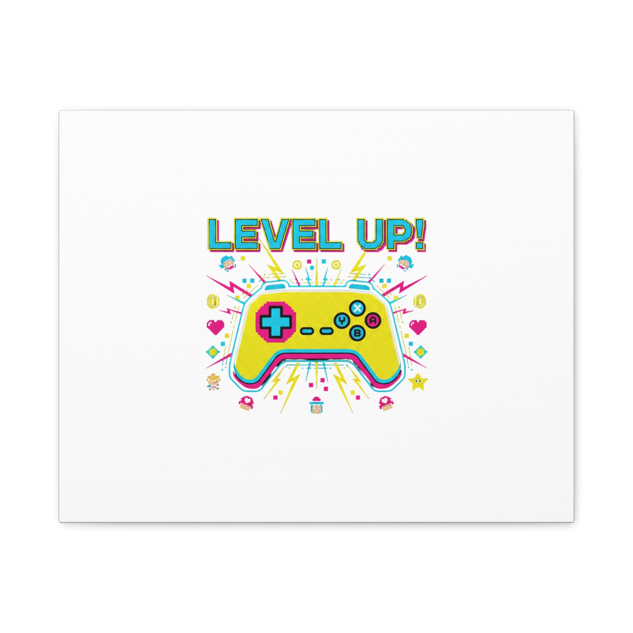 Level Up! Pixel Controller Canvas | Gaming Geek Culture, Retro Pixel Art