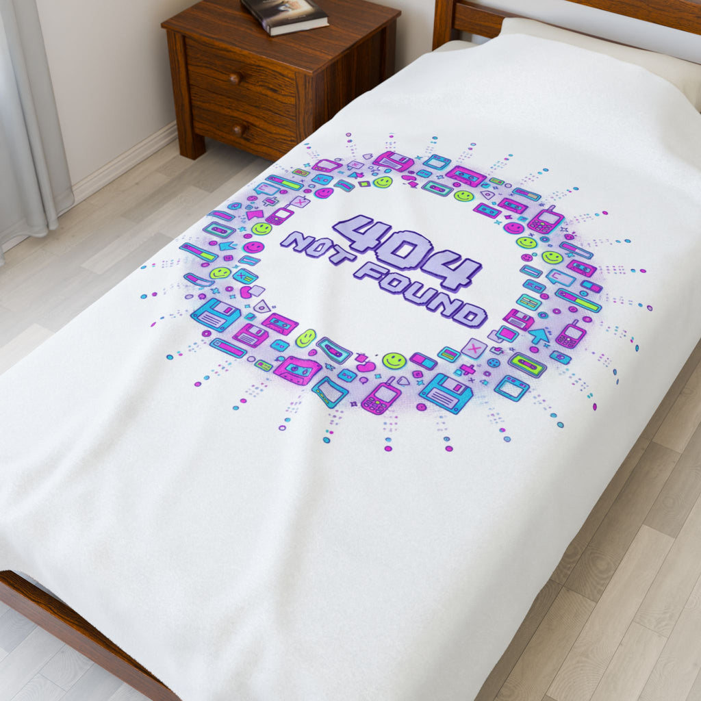 404 Not Found Pixel Ring Blanket | Y2K Retro Tech, Virtual Pet Nostalgia