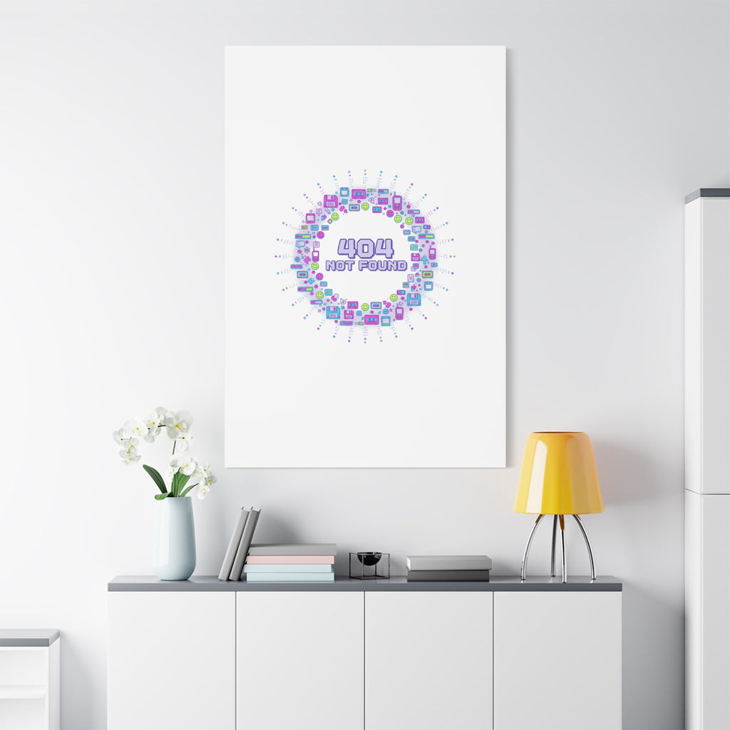 404 Not Found Pixel Circle Canvas | Retro Tech Poster, Y2K Error Aesthetic