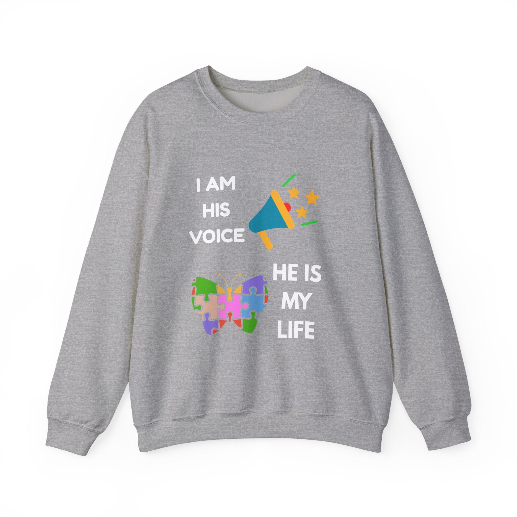 Crewneck Sweatshirt — Autism Awareness Puzzle Heart & Megaphone Design