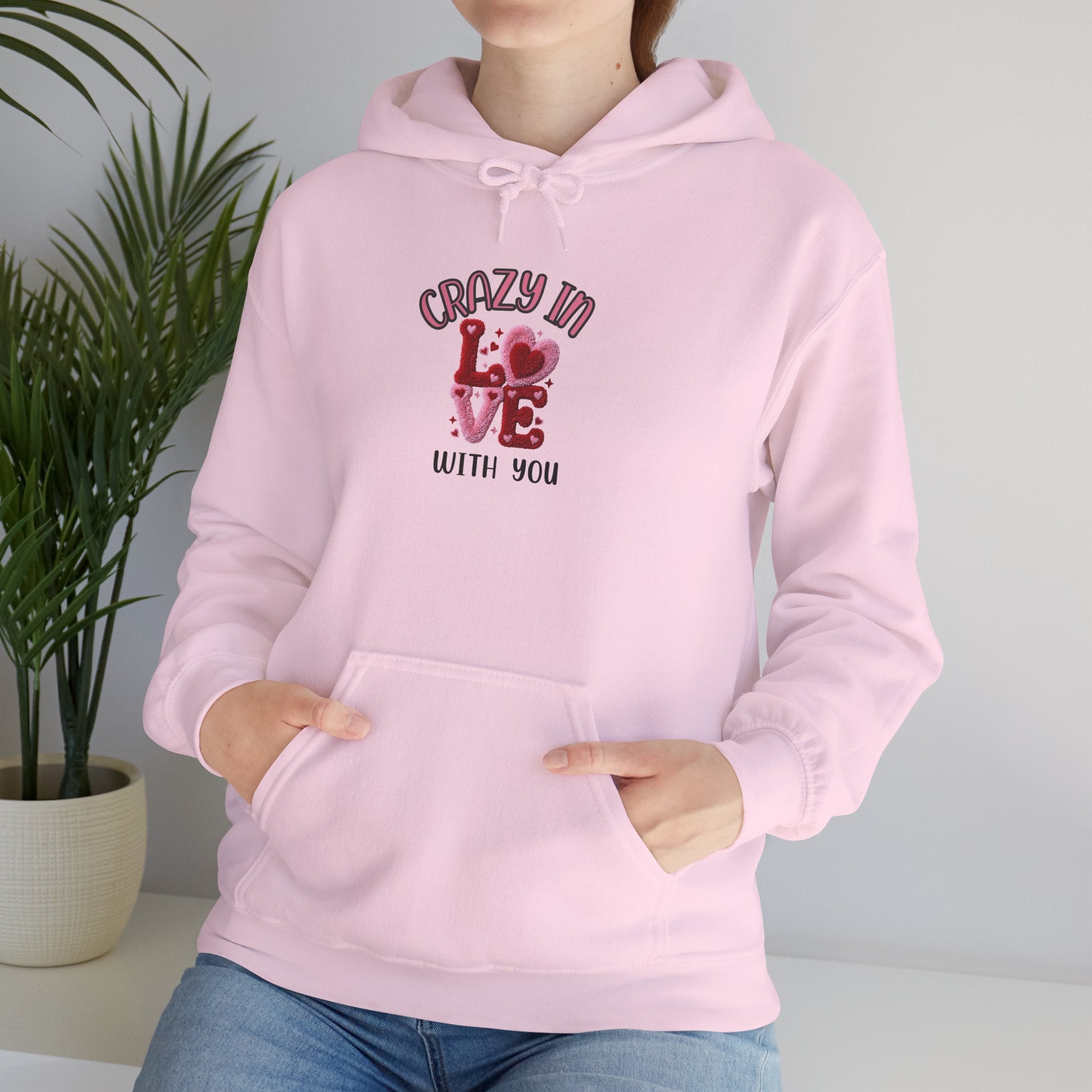 Hoodie — "Crazy in Love With You" Valentine's Heart Graphic Pullover
