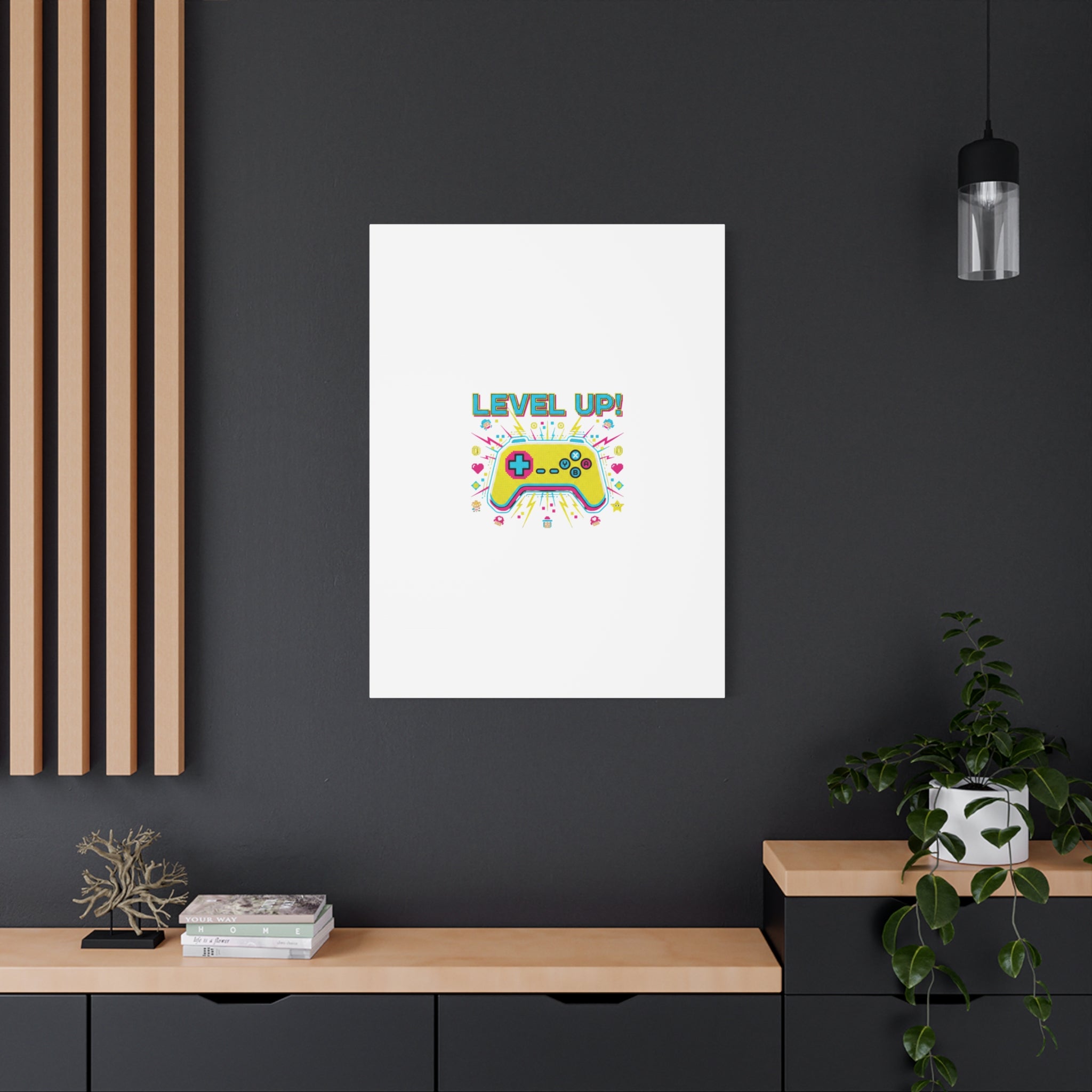 Level Up! Pixel Controller Canvas | Gaming Geek Culture, Retro Pixel Art