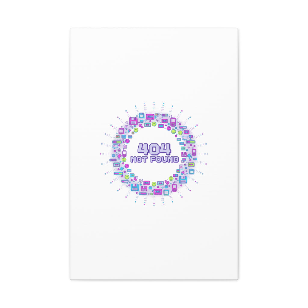 404 Not Found Pixel Circle Canvas | Retro Tech Poster, Y2K Error Aesthetic