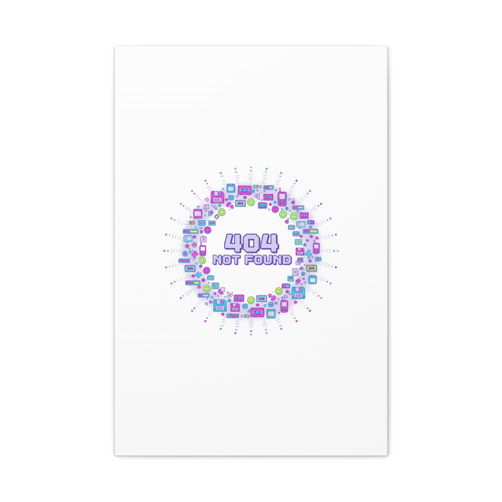 404 Not Found Pixel Circle Canvas | Retro Tech Poster, Y2K Error Aesthetic