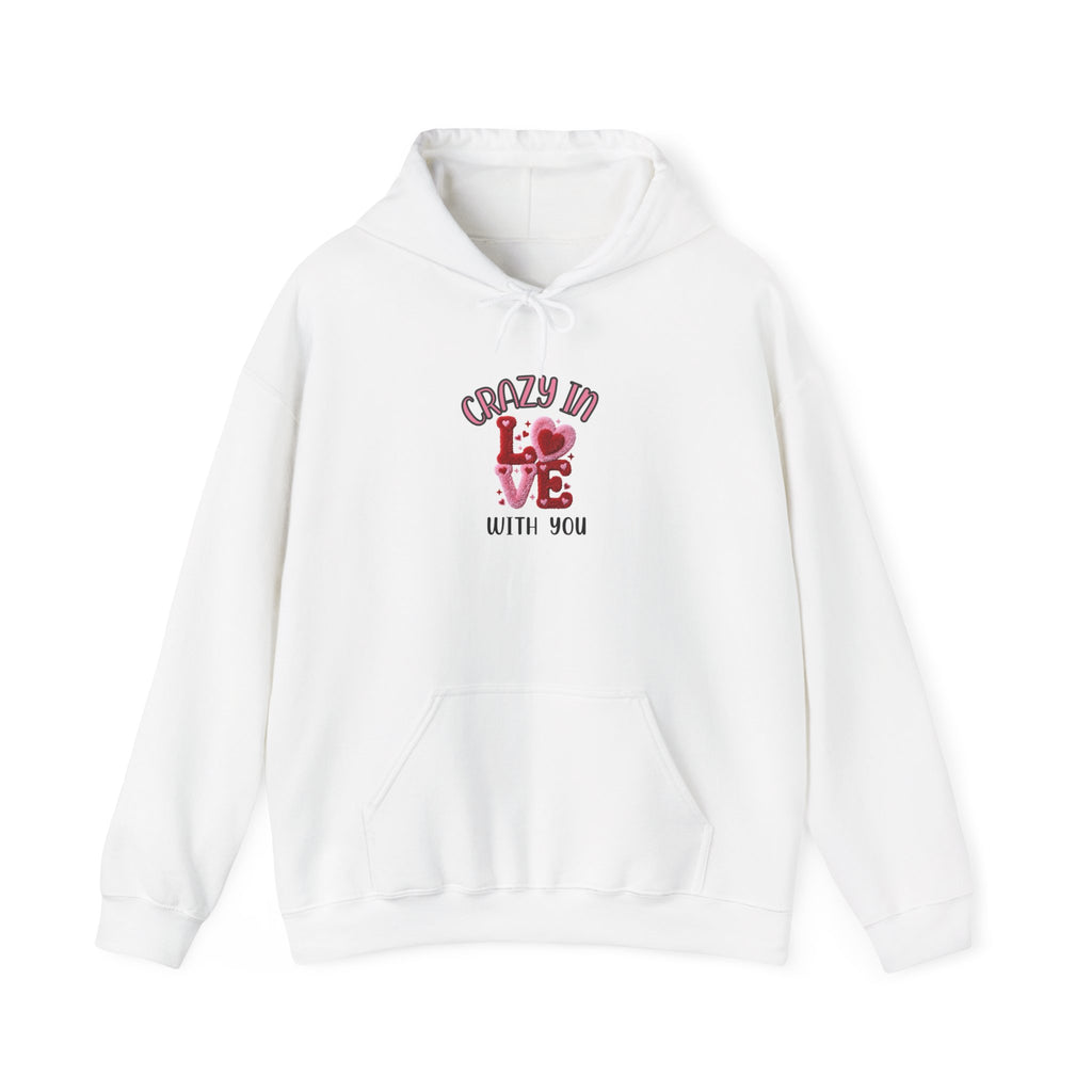 Hoodie — "Crazy in Love With You" Valentine's Heart Graphic Pullover