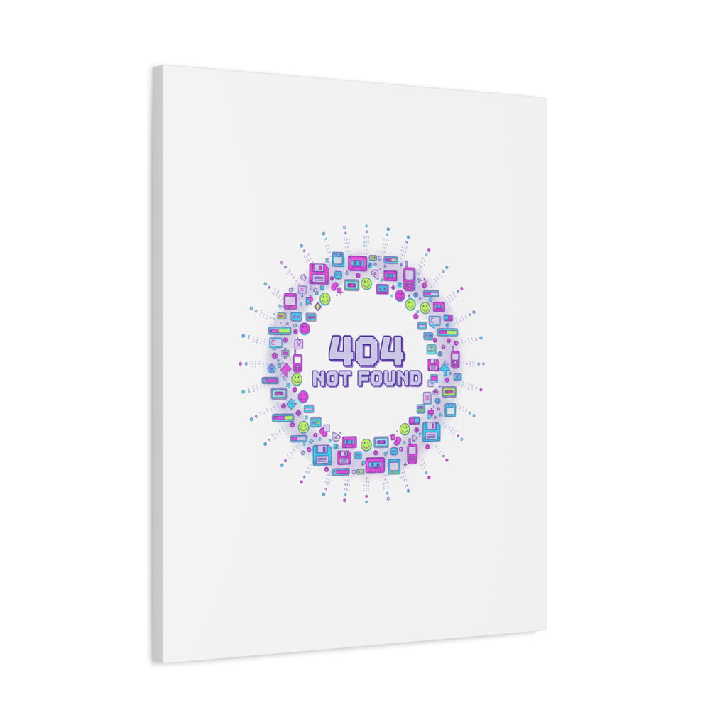 404 Not Found Pixel Circle Canvas | Retro Tech Poster, Y2K Error Aesthetic