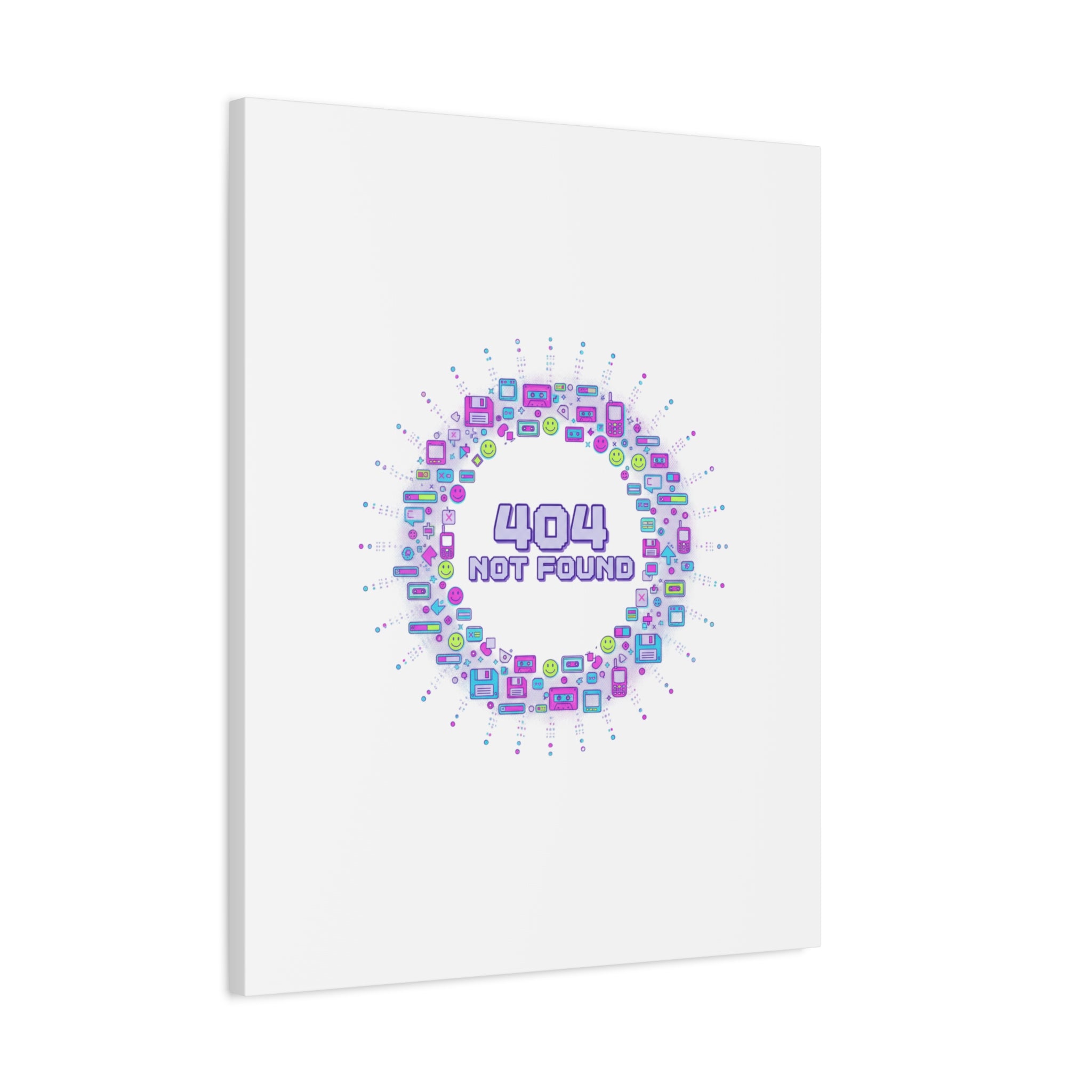 404 Not Found Pixel Circle Canvas | Retro Tech Poster, Y2K Error Aesthetic