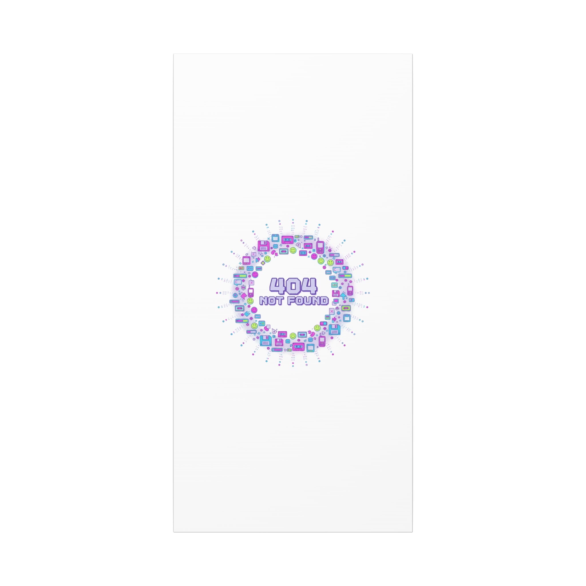 404 Not Found Pixel Circle Canvas | Retro Tech Poster, Y2K Error Aesthetic