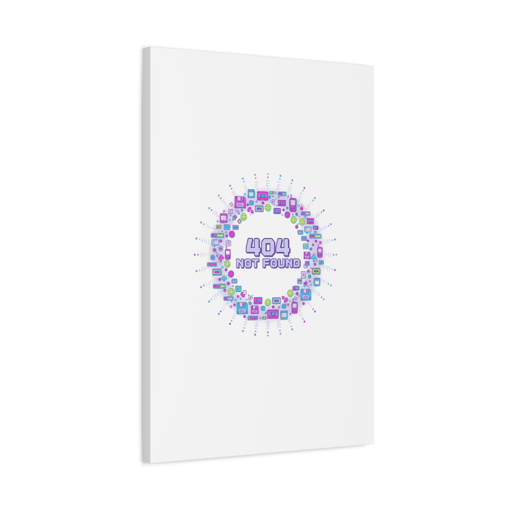 404 Not Found Pixel Circle Canvas | Retro Tech Poster, Y2K Error Aesthetic