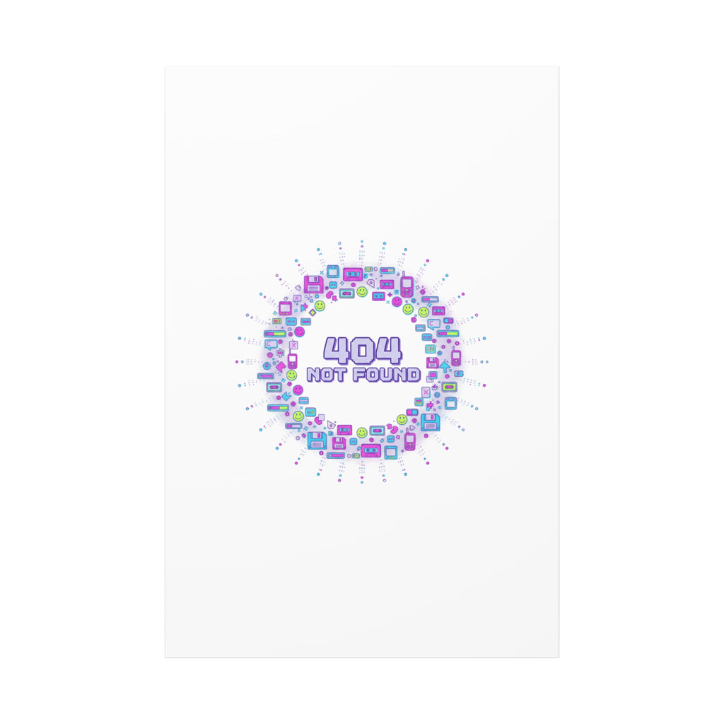 404 Not Found Pixel Circle Canvas | Retro Tech Poster, Y2K Error Aesthetic