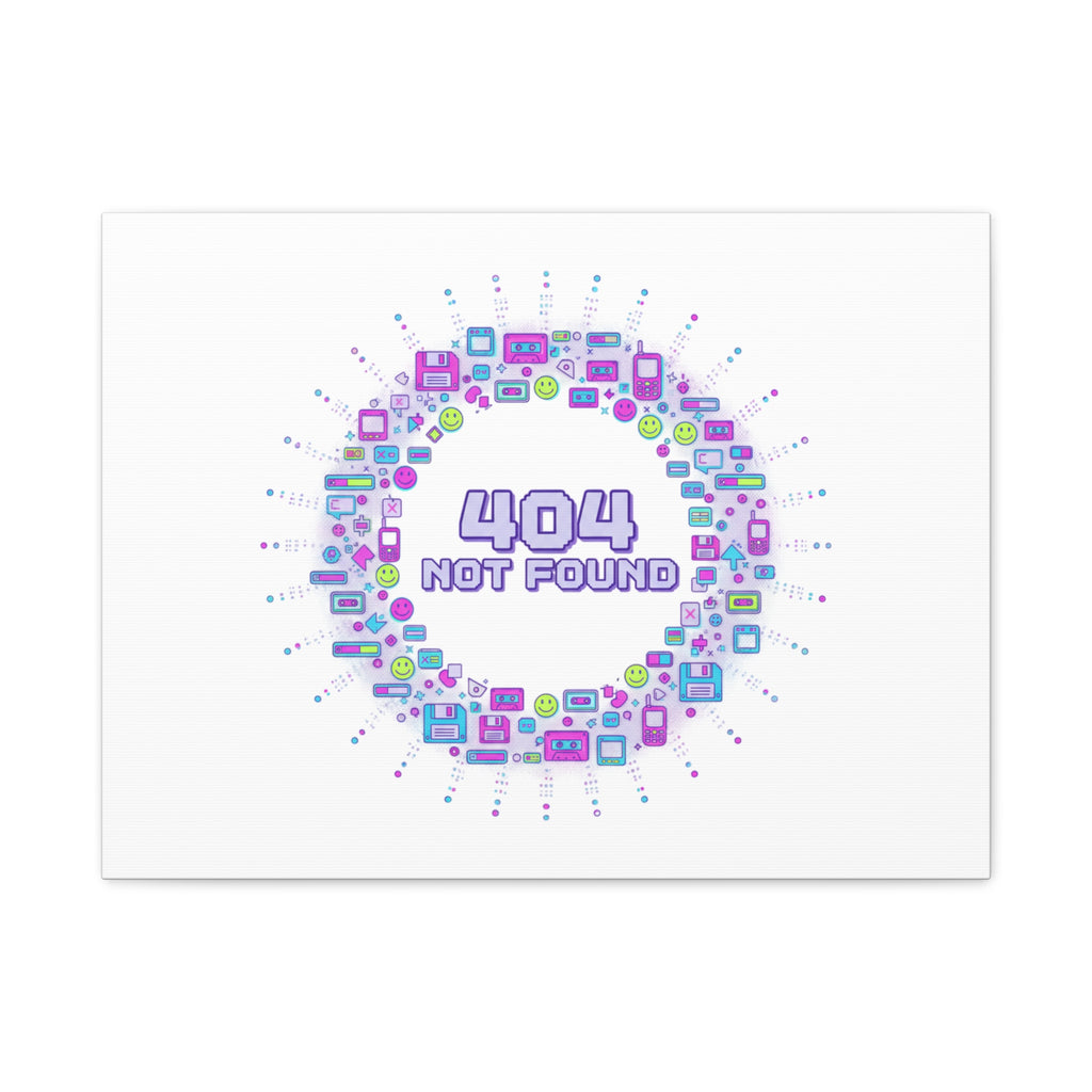 404 Not Found Pixel Circle Canvas | Retro Tech Poster, Y2K Error Aesthetic