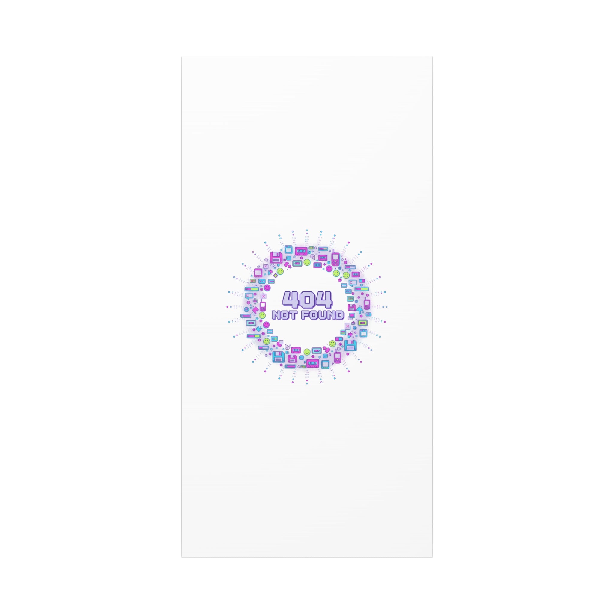 404 Not Found Pixel Circle Canvas | Retro Tech Poster, Y2K Error Aesthetic