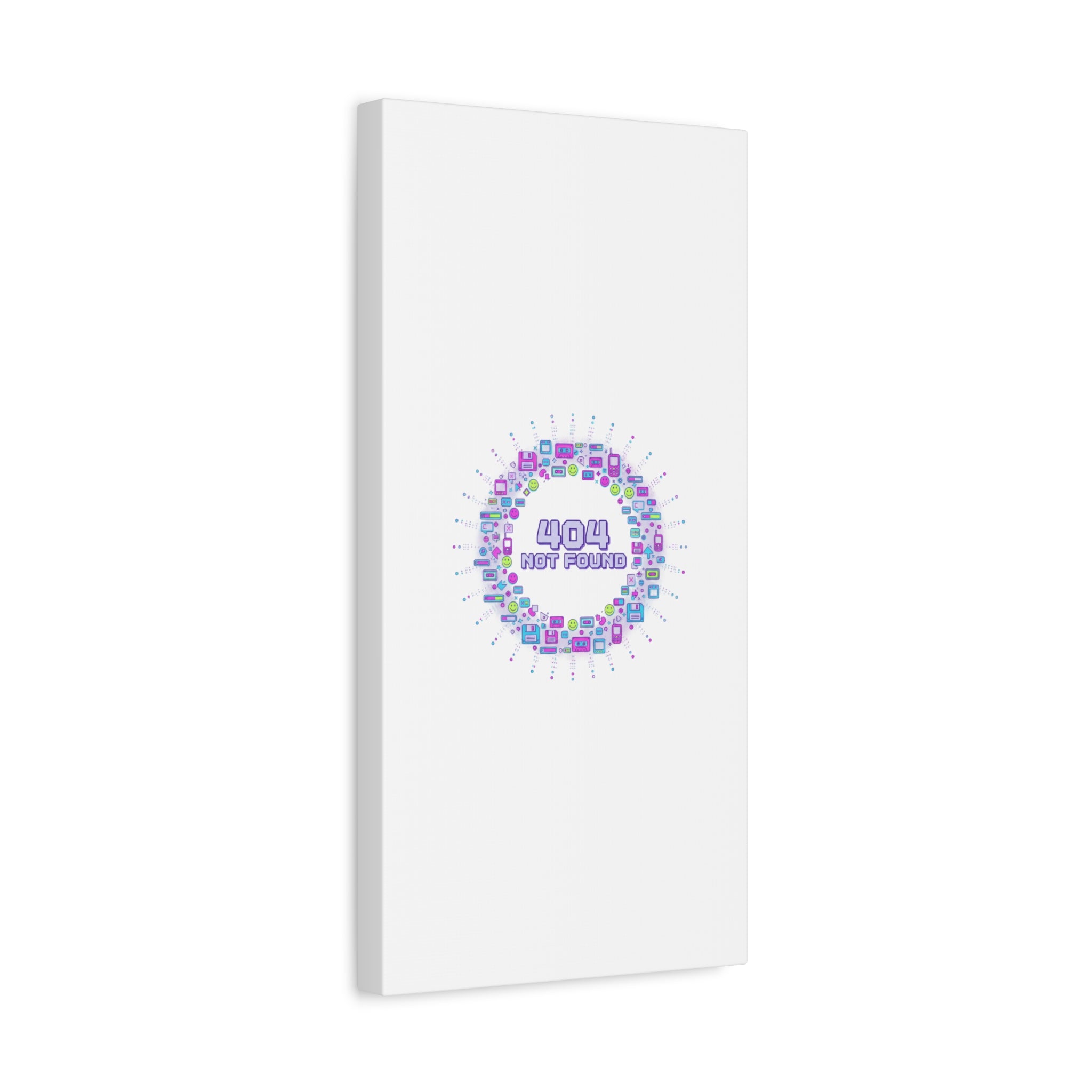 404 Not Found Pixel Circle Canvas | Retro Tech Poster, Y2K Error Aesthetic