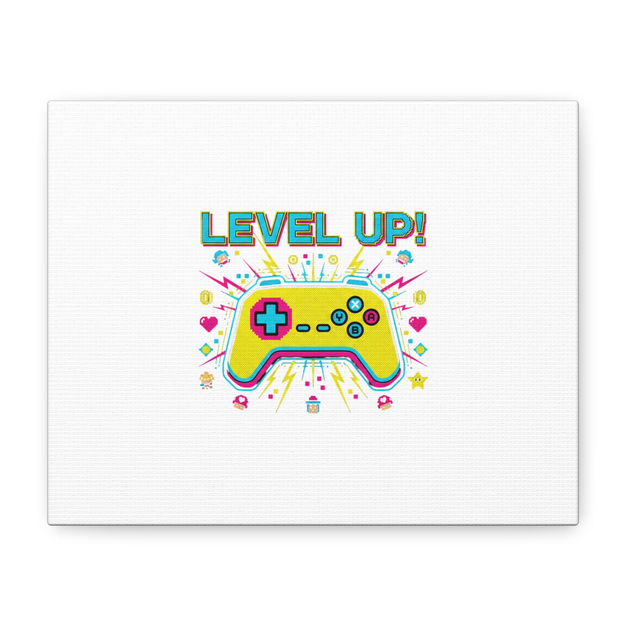 Level Up! Pixel Controller Canvas | Gaming Geek Culture, Retro Pixel Art