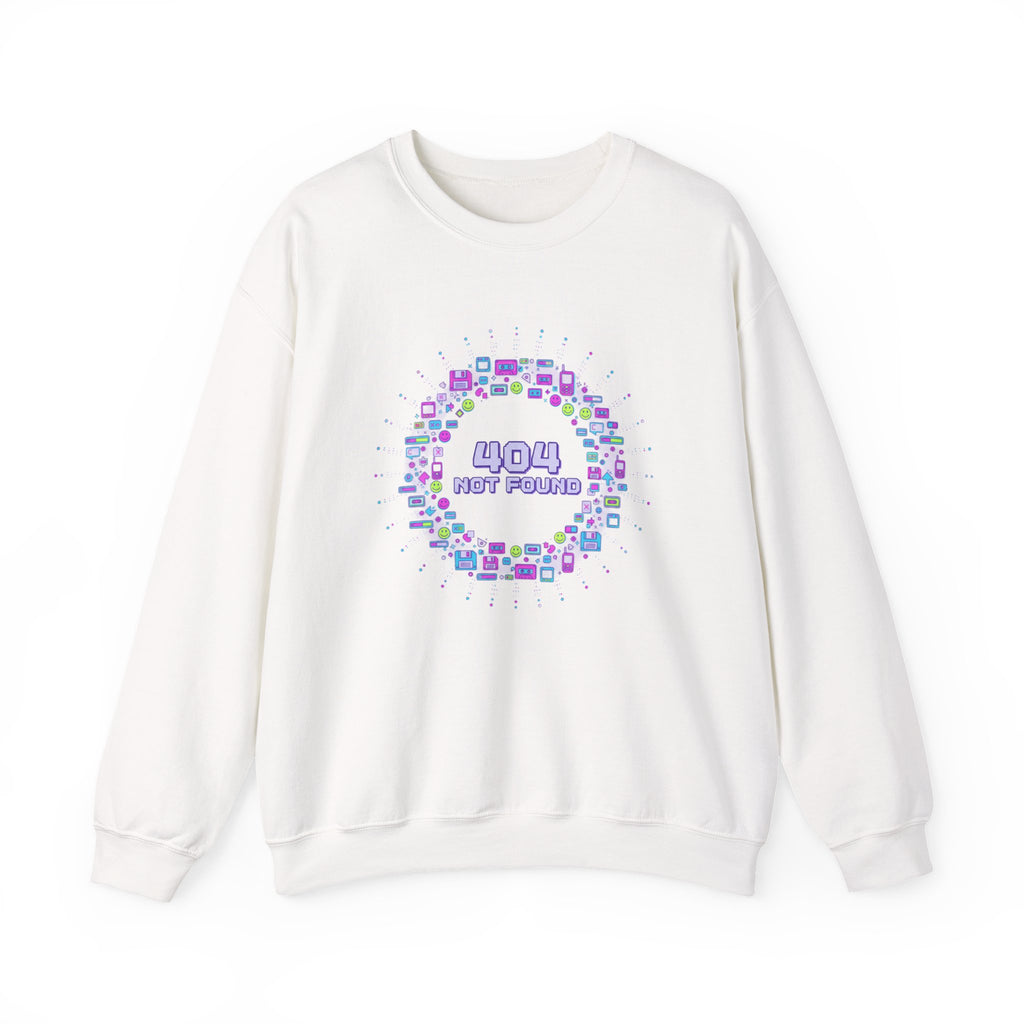 404 Not Found Pixel Icons Crewneck Sweatshirt | Y2K Retro Tech, virtual pet nostalgia