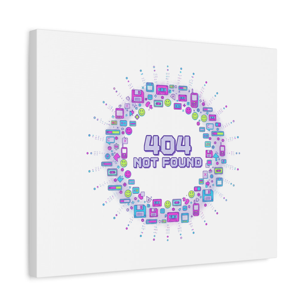 404 Not Found Pixel Circle Canvas | Retro Tech Poster, Y2K Error Aesthetic