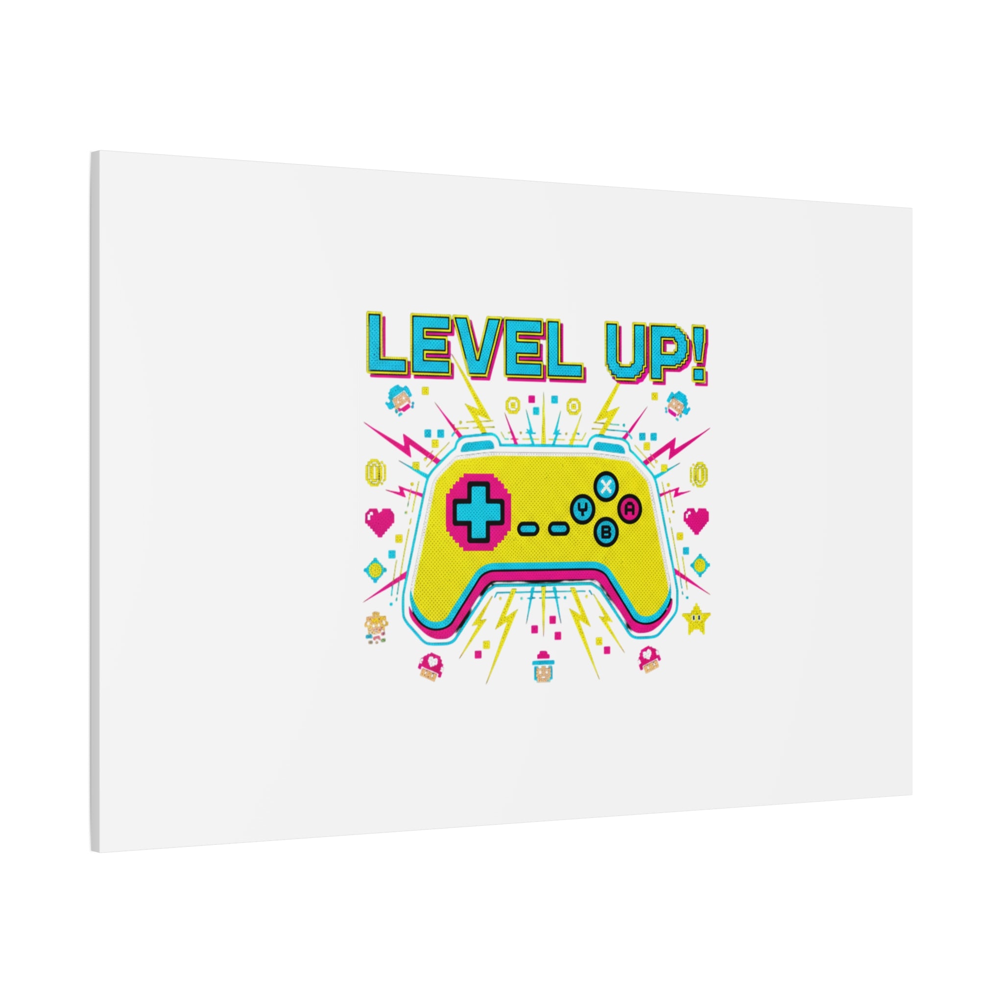 Level Up! Pixel Controller Canvas | Gaming Geek Culture, Retro Pixel Art
