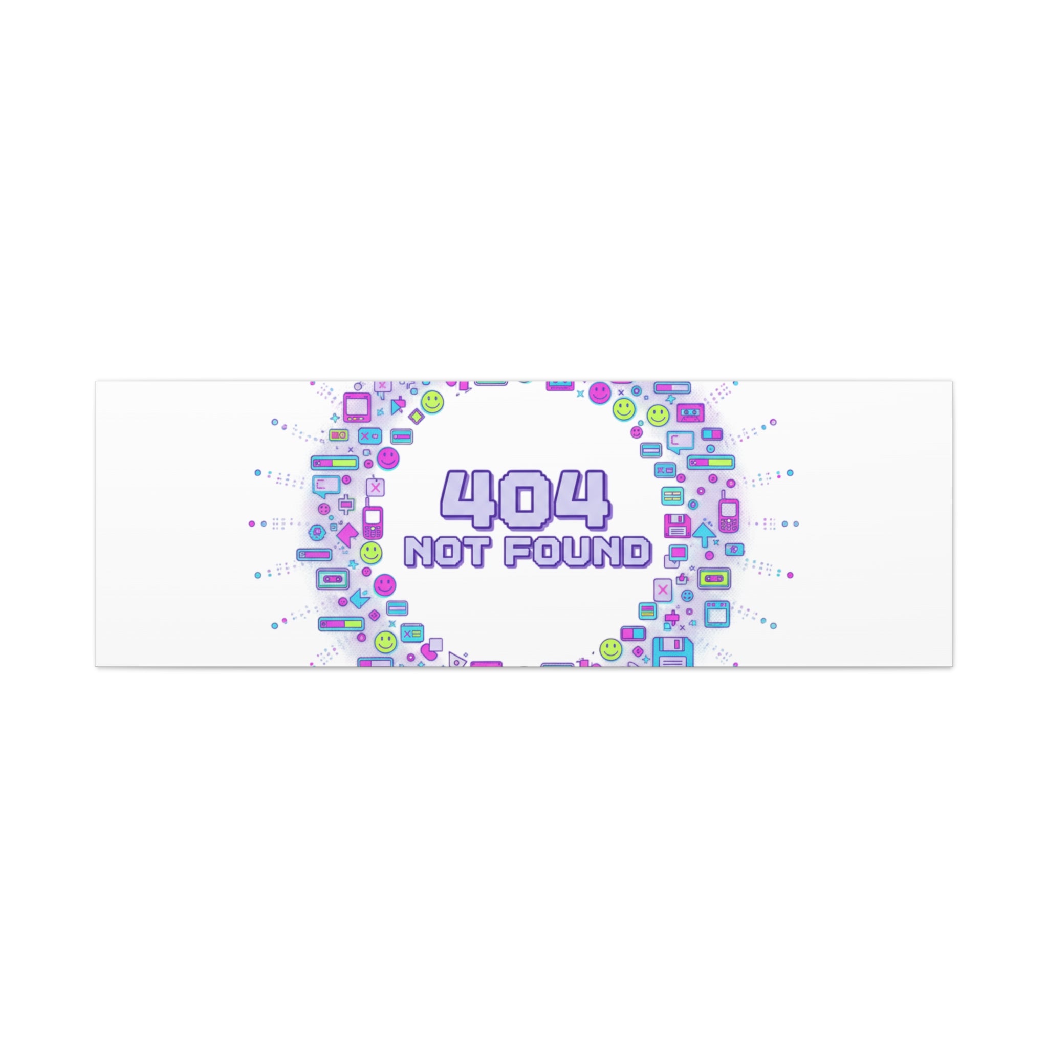 404 Not Found Pixel Circle Canvas | Retro Tech Poster, Y2K Error Aesthetic