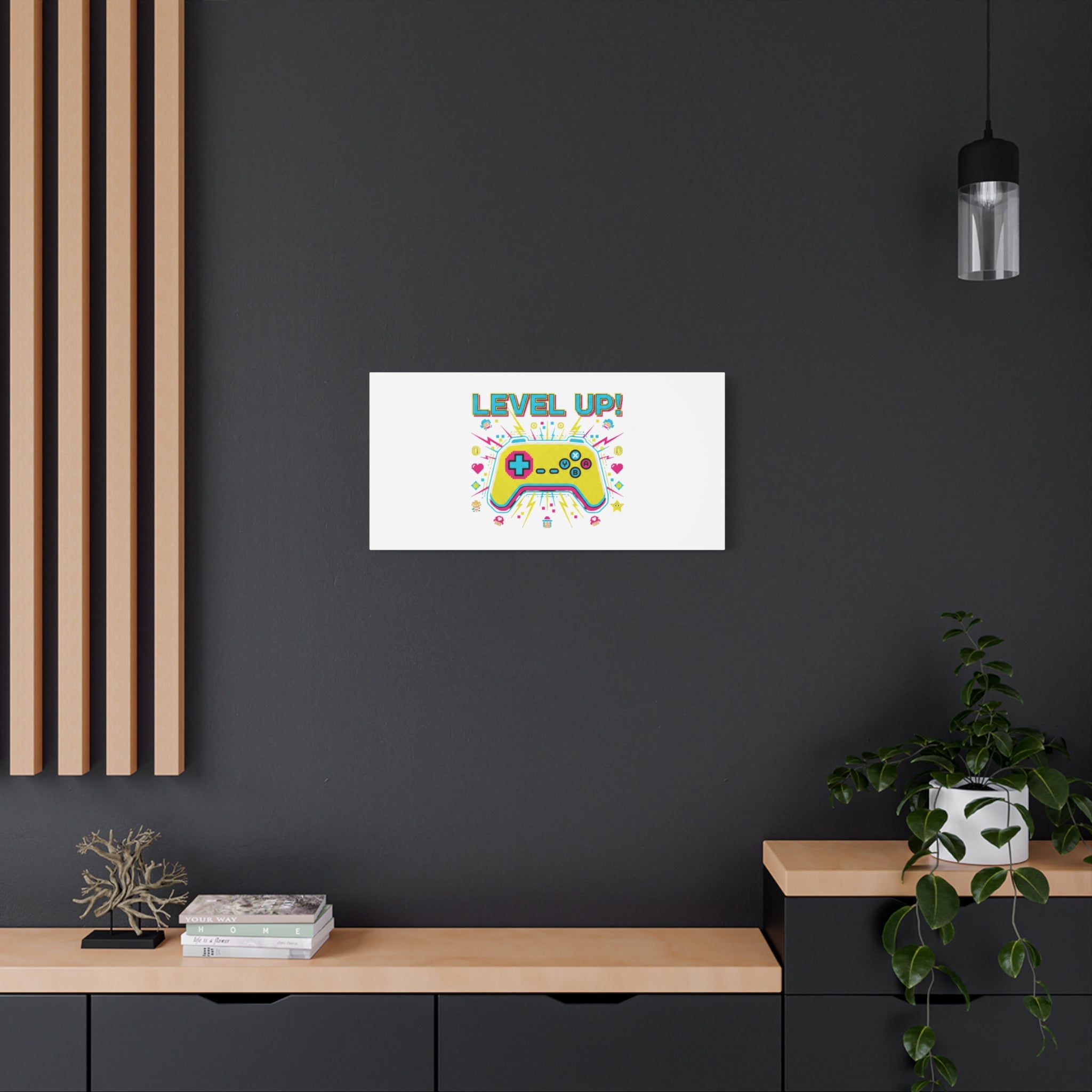 Level Up! Pixel Controller Canvas | Gaming Geek Culture, Retro Pixel Art
