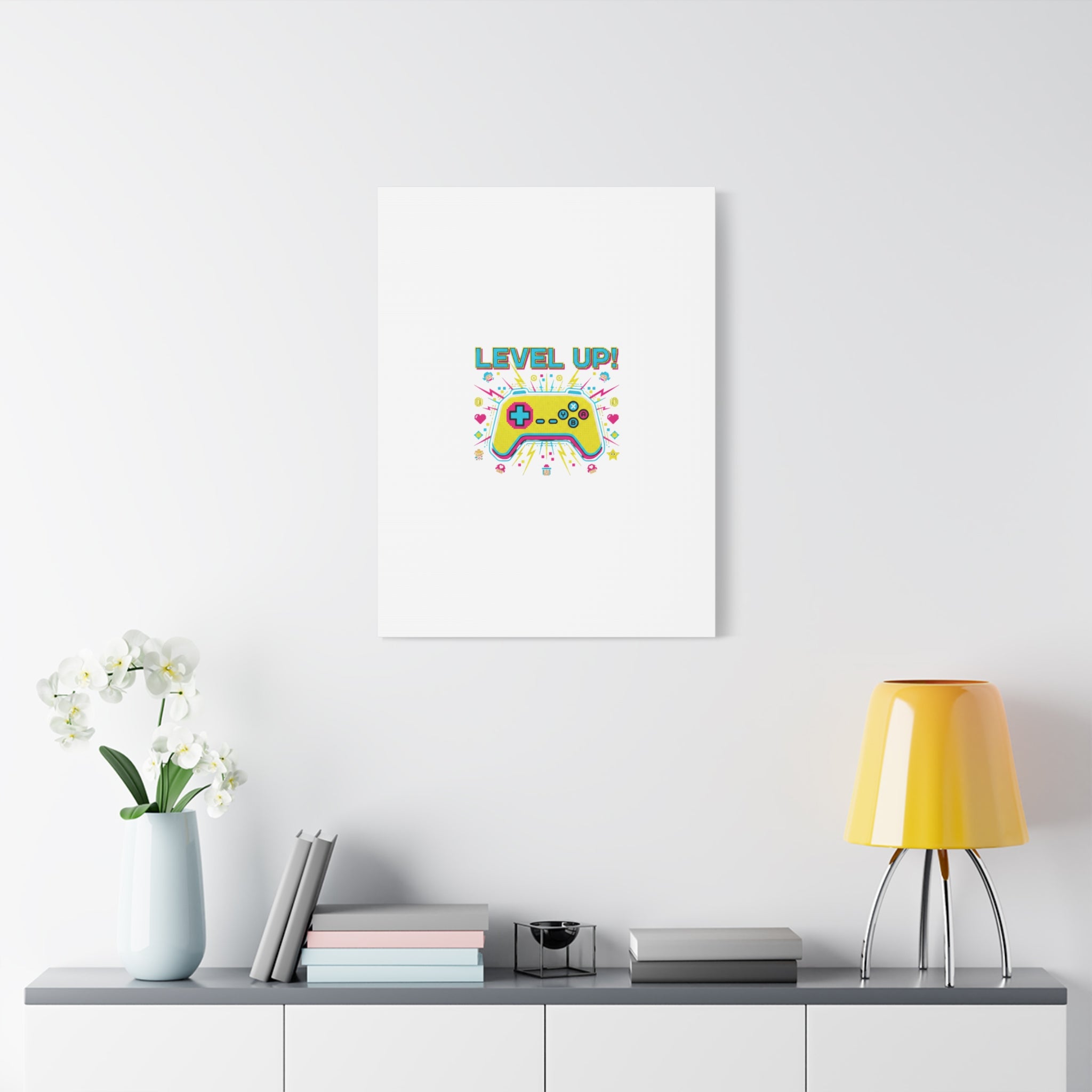 Level Up! Pixel Controller Canvas | Gaming Geek Culture, Retro Pixel Art