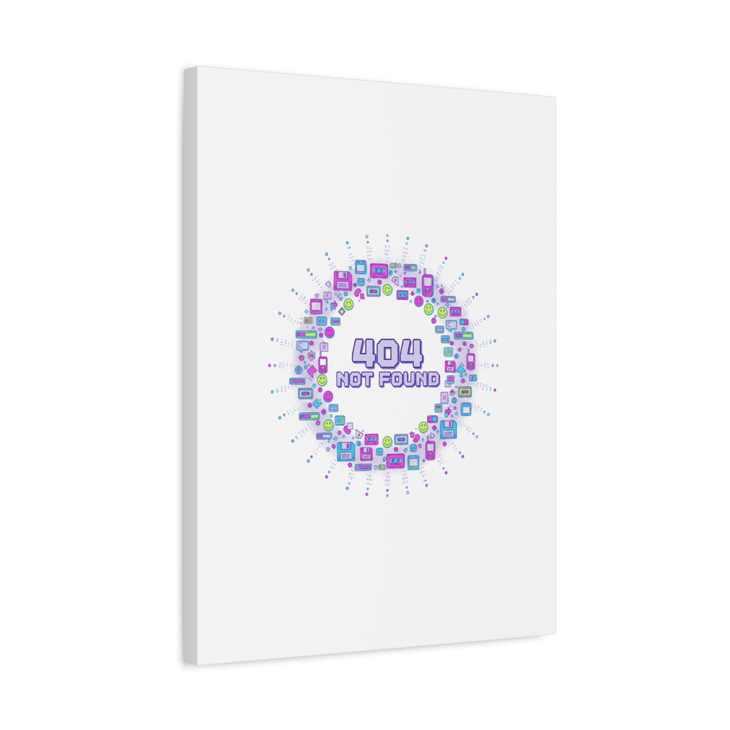 404 Not Found Pixel Circle Canvas | Retro Tech Poster, Y2K Error Aesthetic