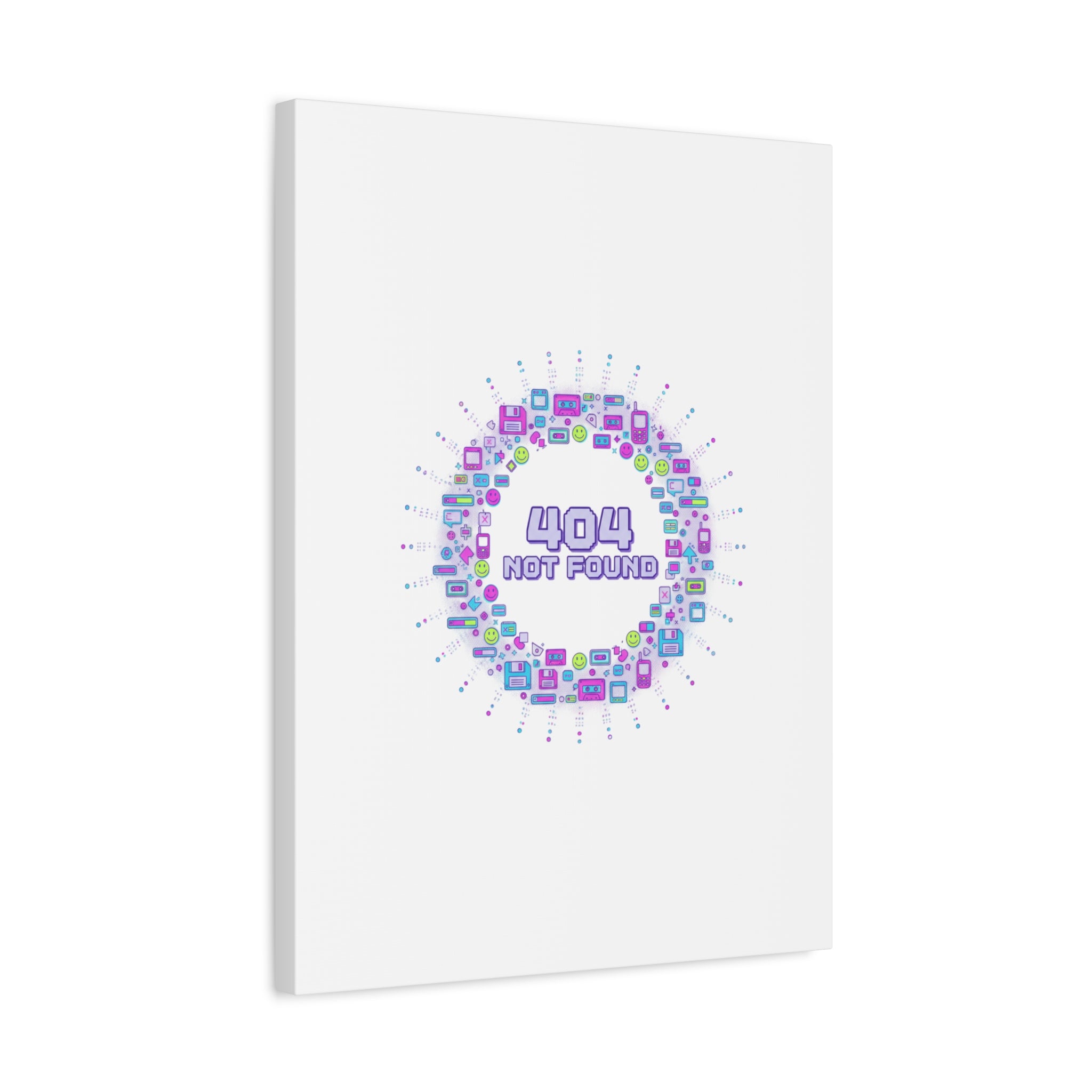 404 Not Found Pixel Circle Canvas | Retro Tech Poster, Y2K Error Aesthetic