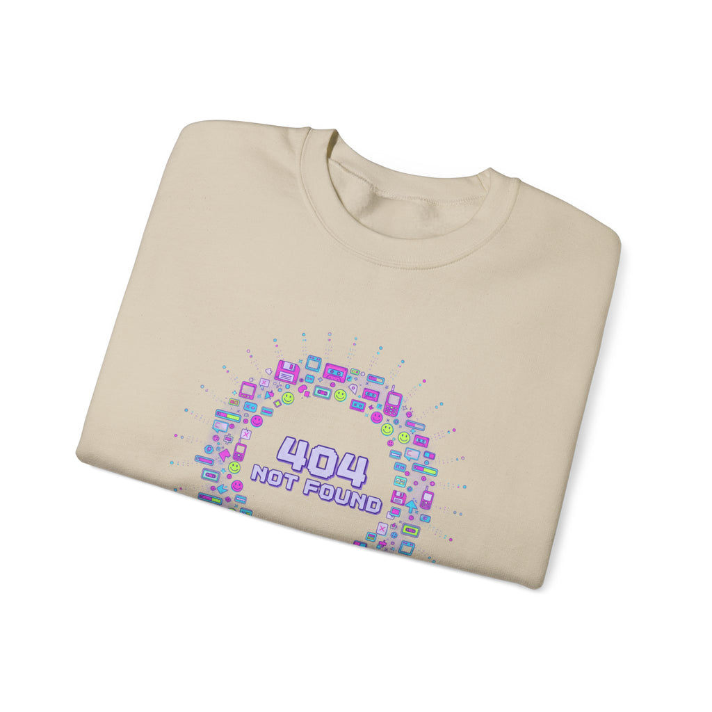 404 Not Found Pixel Icons Crewneck Sweatshirt | Y2K Retro Tech, virtual pet nostalgia