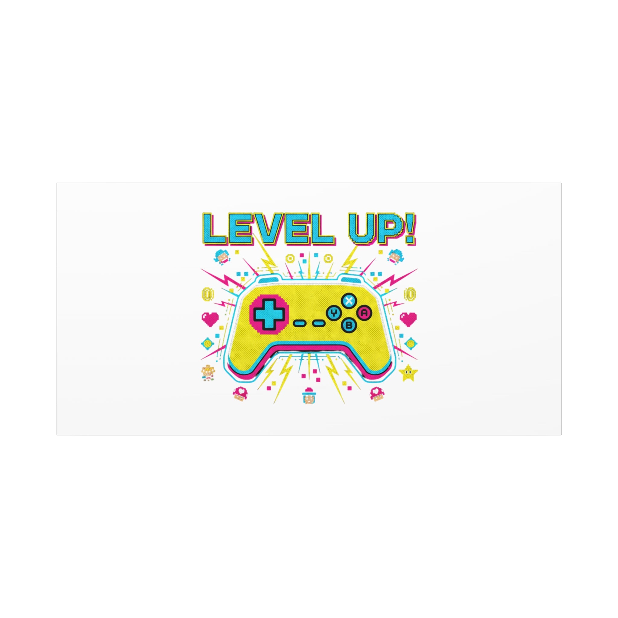Level Up! Pixel Controller Canvas | Gaming Geek Culture, Retro Pixel Art