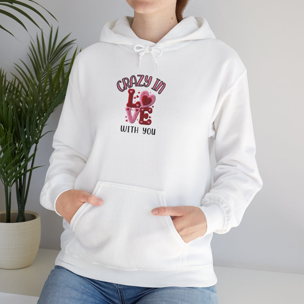 Hoodie — "Crazy in Love With You" Valentine's Heart Graphic Pullover