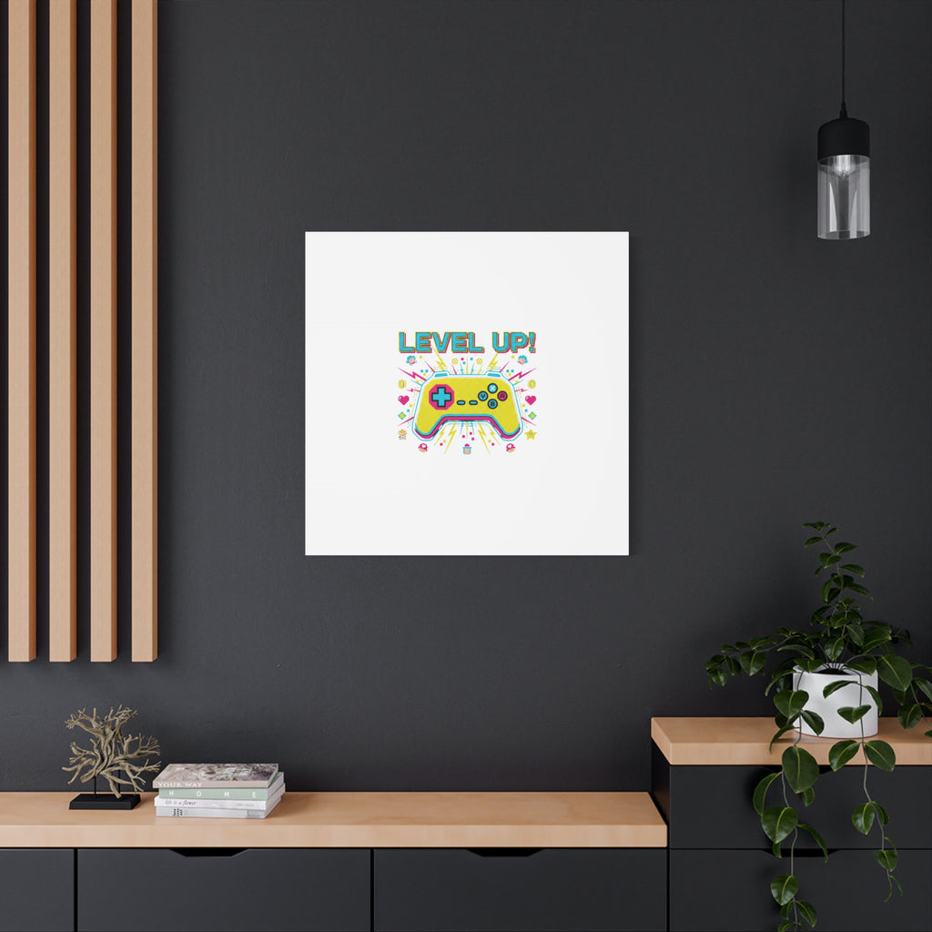 Level Up! Pixel Controller Canvas | Gaming Geek Culture, Retro Pixel Art