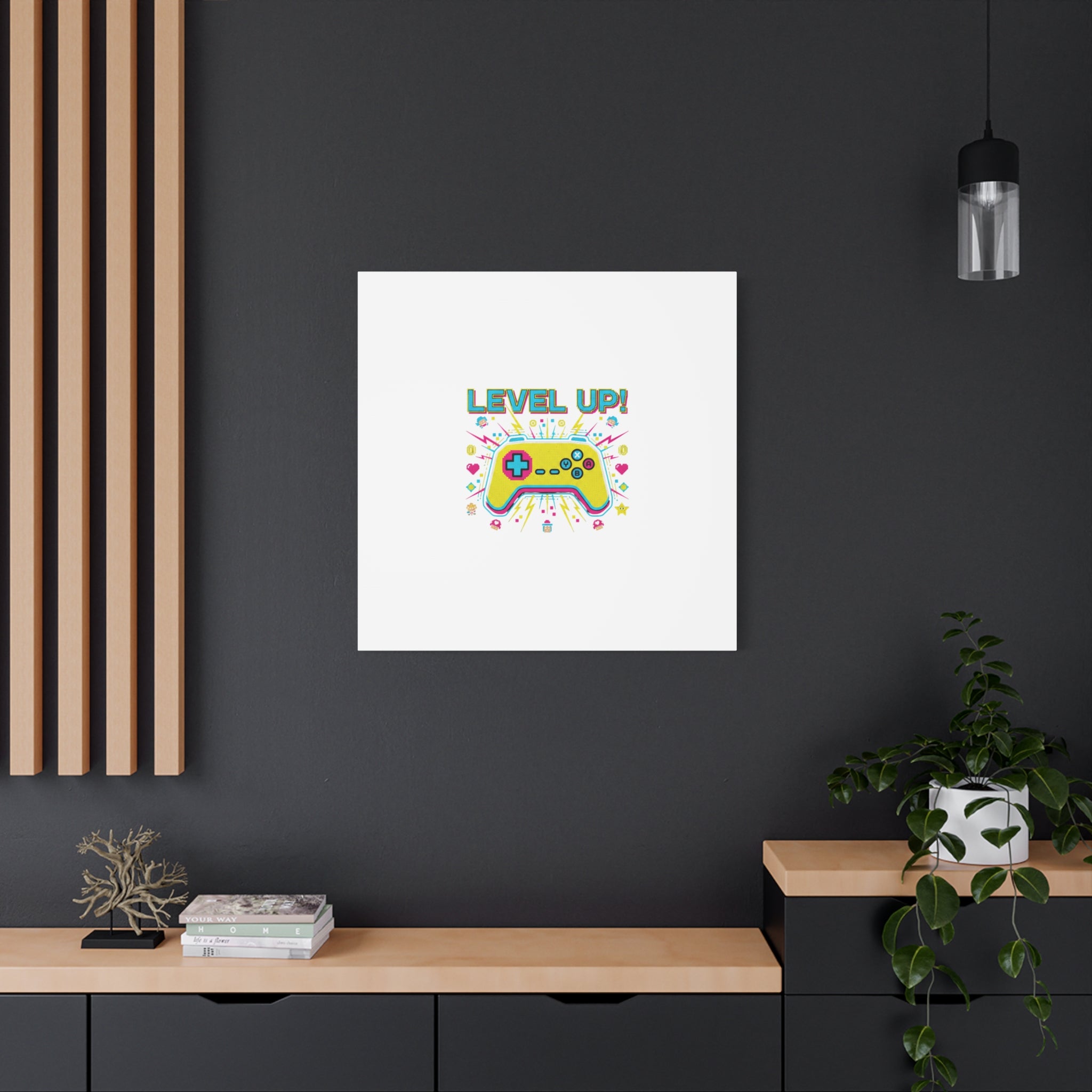 Level Up! Pixel Controller Canvas | Gaming Geek Culture, Retro Pixel Art