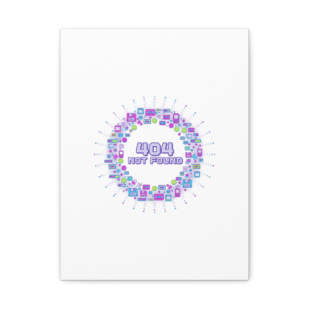 404 Not Found Pixel Circle Canvas | Retro Tech Poster, Y2K Error Aesthetic