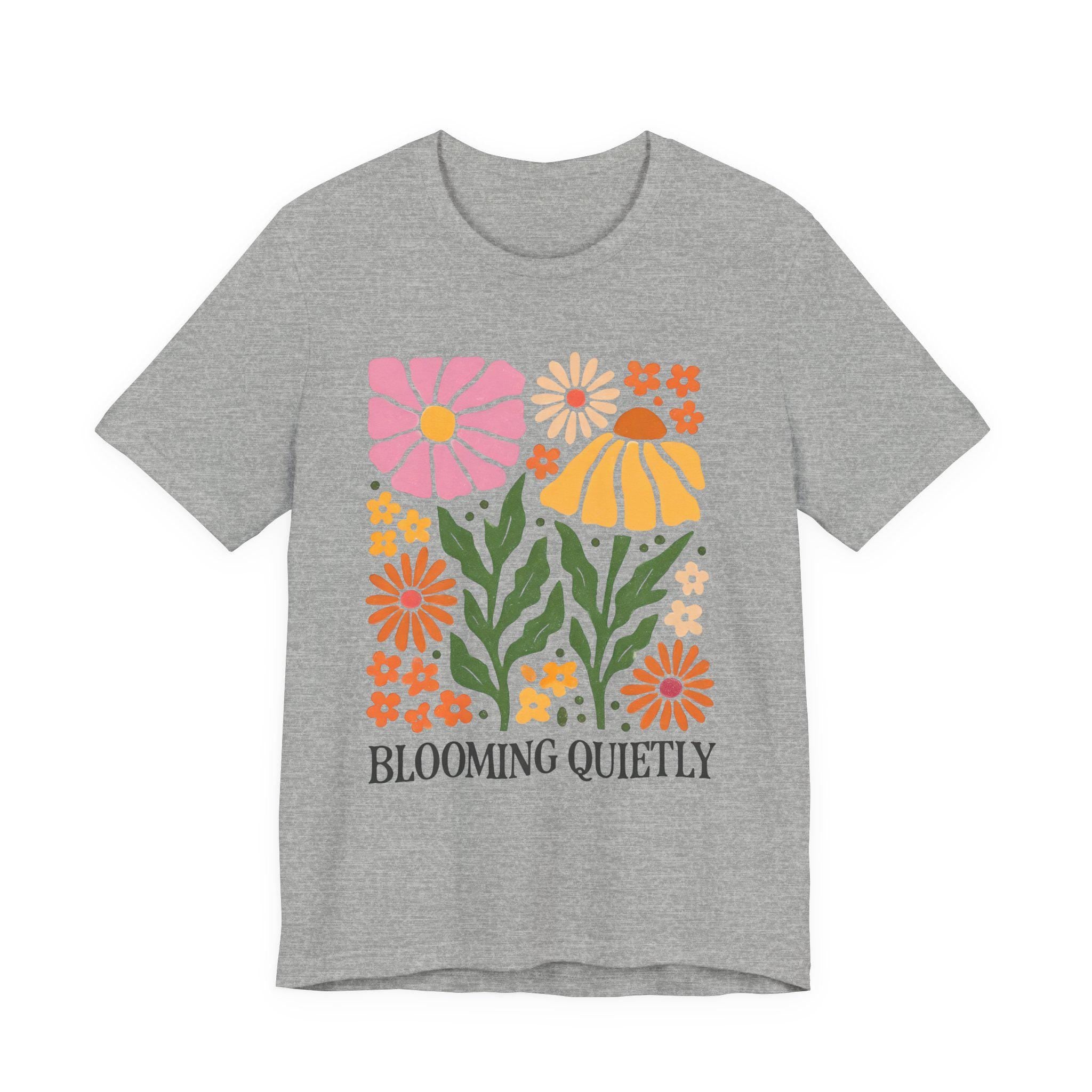 Blooming Quietly floral illustration Tee | White short sleeve t-shirt