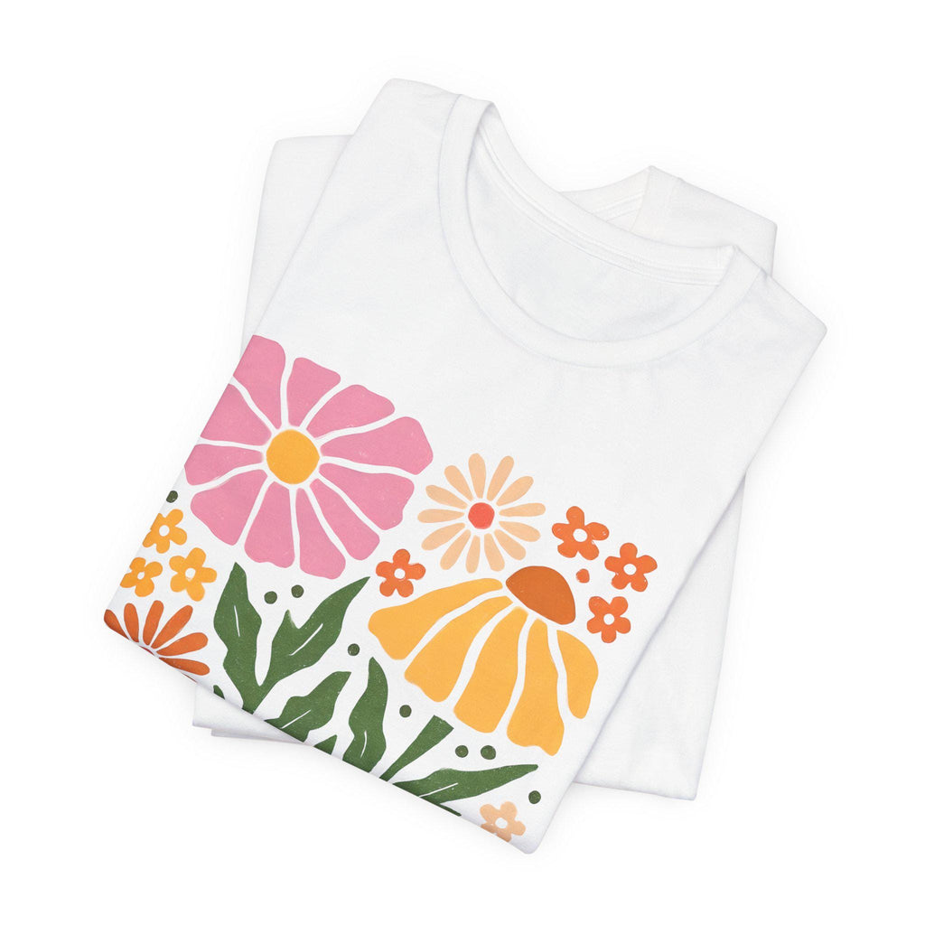 Blooming Quietly floral illustration Tee | White short sleeve t-shirt