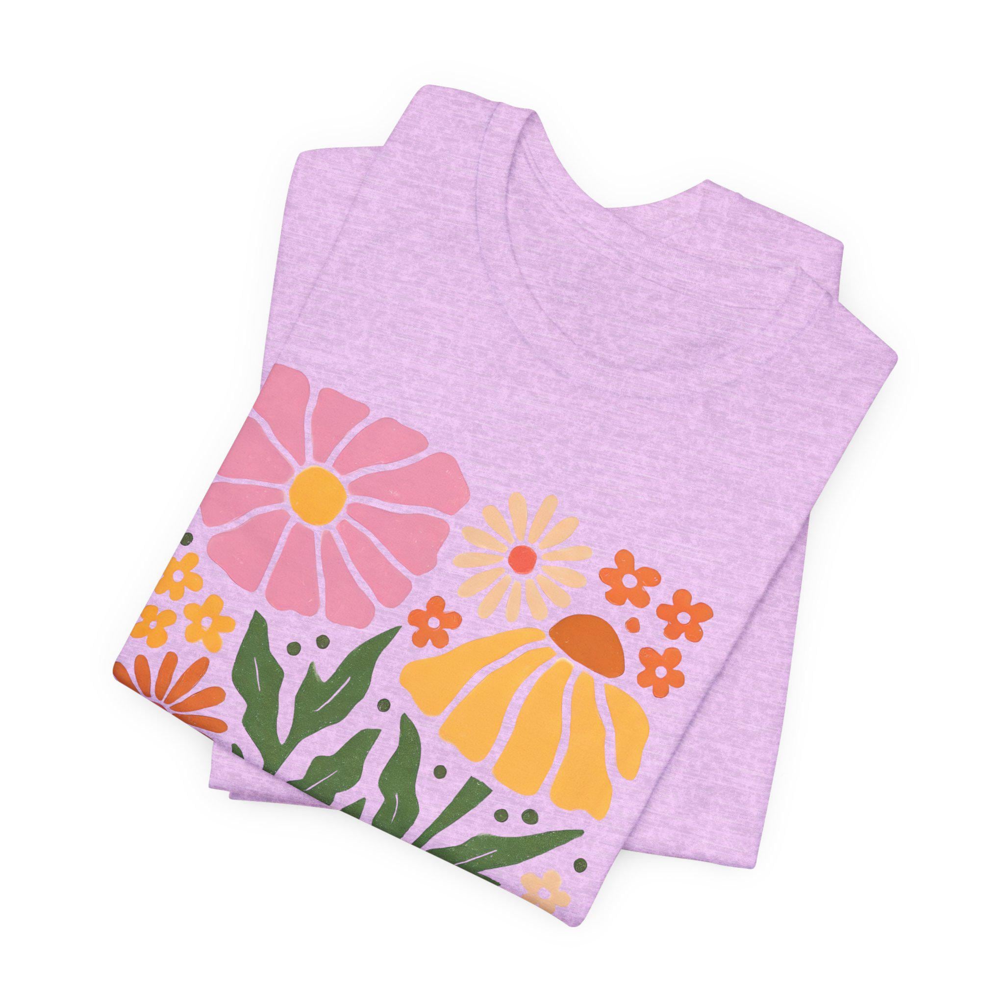 Blooming Quietly floral illustration Tee | White short sleeve t-shirt