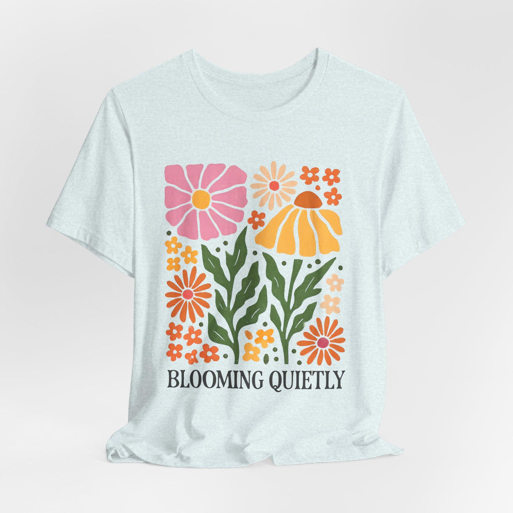 Blooming Quietly floral illustration Tee | White short sleeve t-shirt