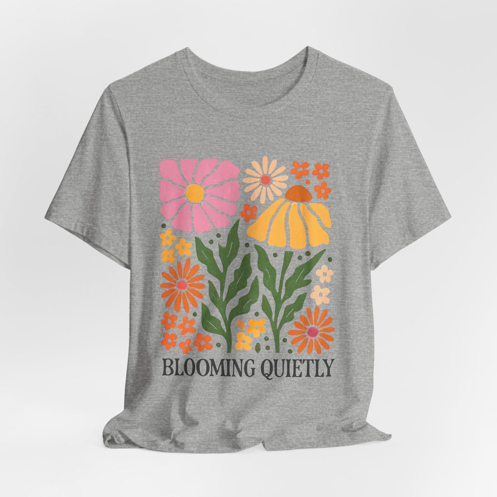 Blooming Quietly floral illustration Tee | White short sleeve t-shirt