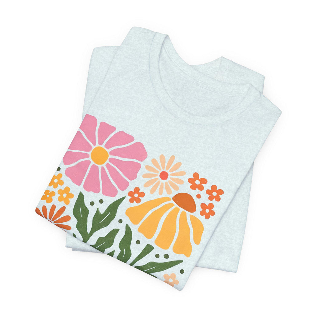 Blooming Quietly floral illustration Tee | White short sleeve t-shirt