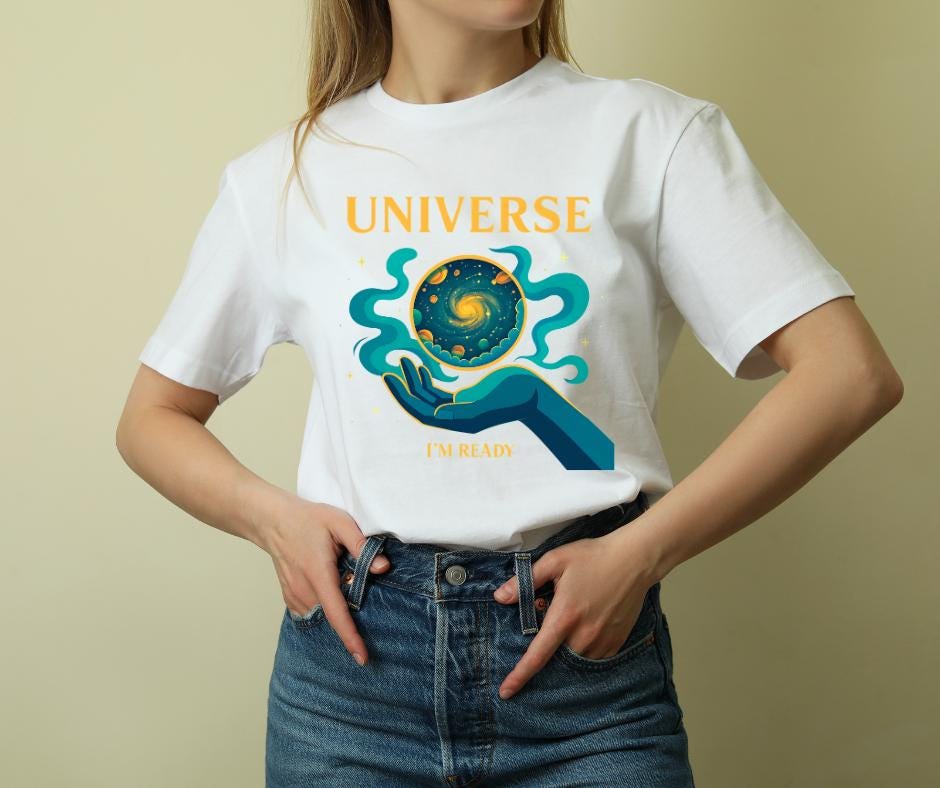 Universe Hand Holding Galaxy Tee | celestial illustration, planet artwork