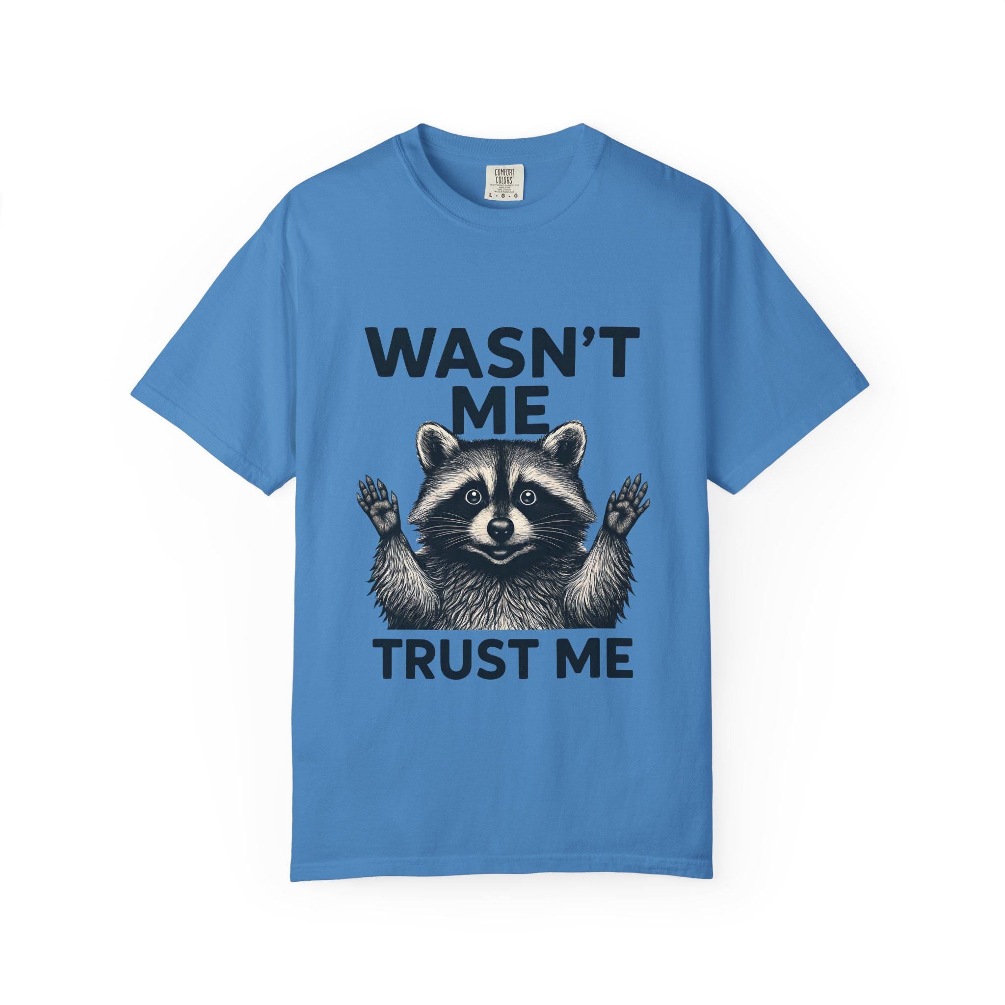 Wasn't Me Raccoon Trust Me T-shirt | Funny Animal Tee, Silly Wildlife Graphic